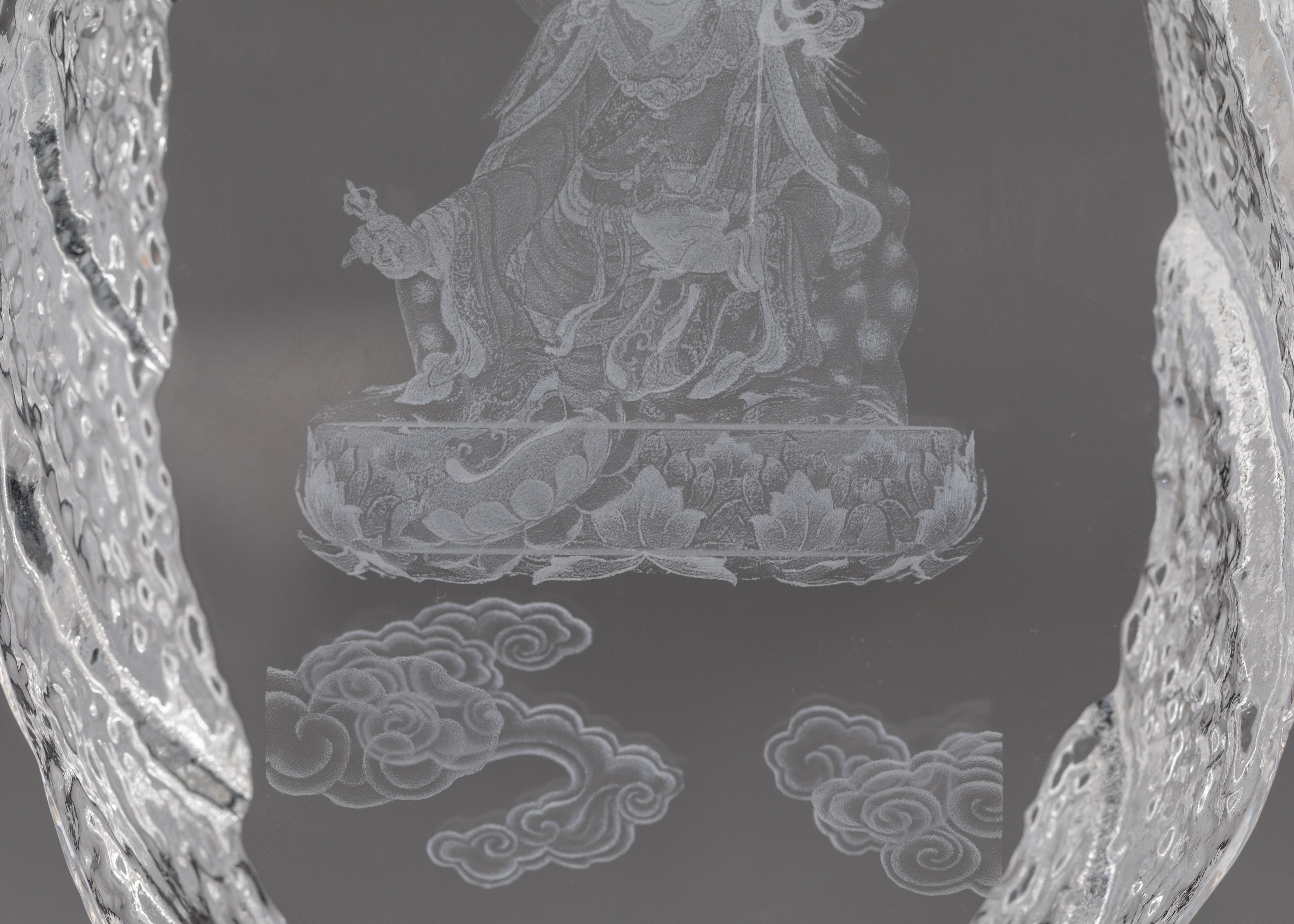 Guru Rinpoche Glass Decor | Wooden Base & Glass Spiritual Art