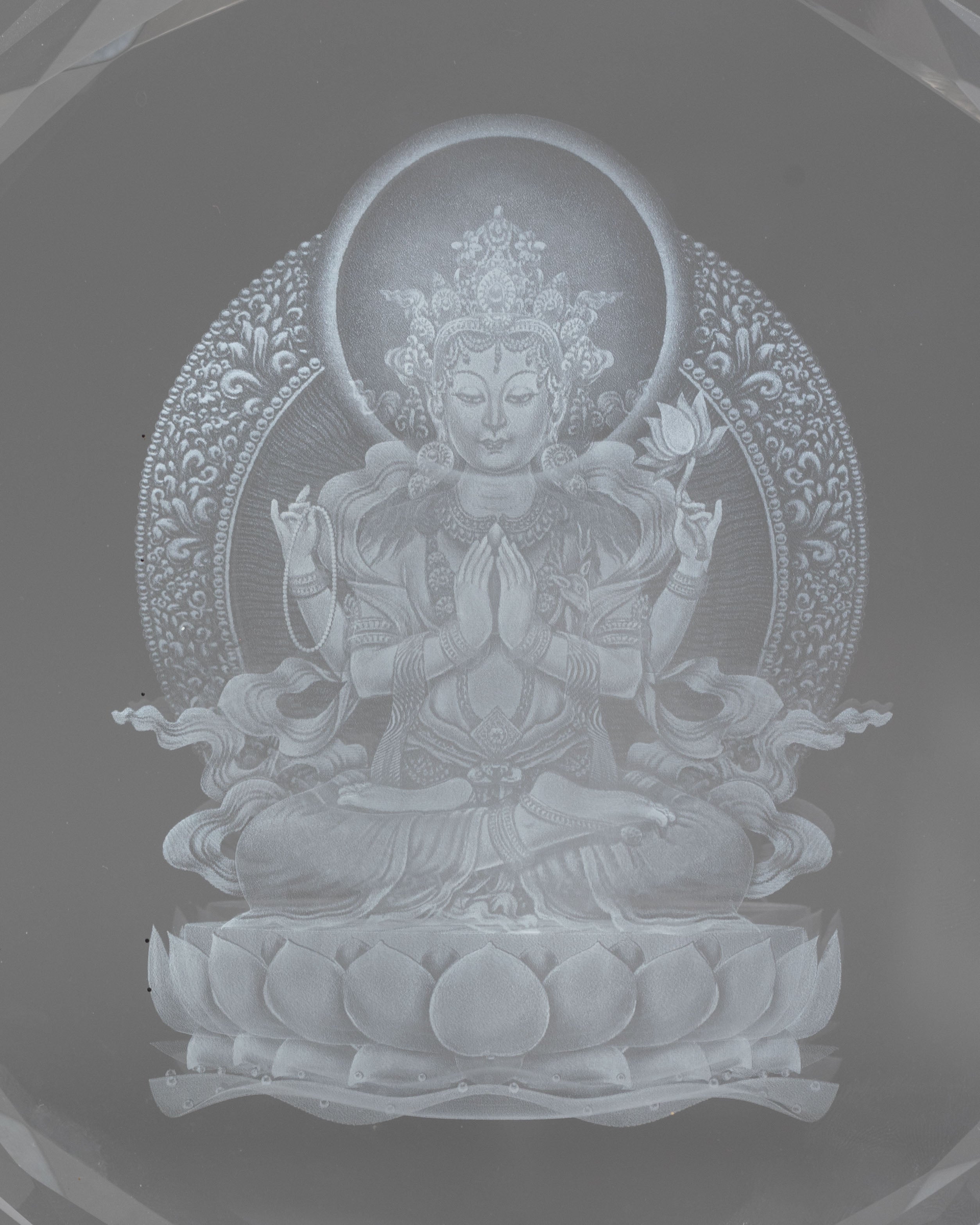 Chenrezig Glass Art for Decor | Bodhisattva of Compassion
