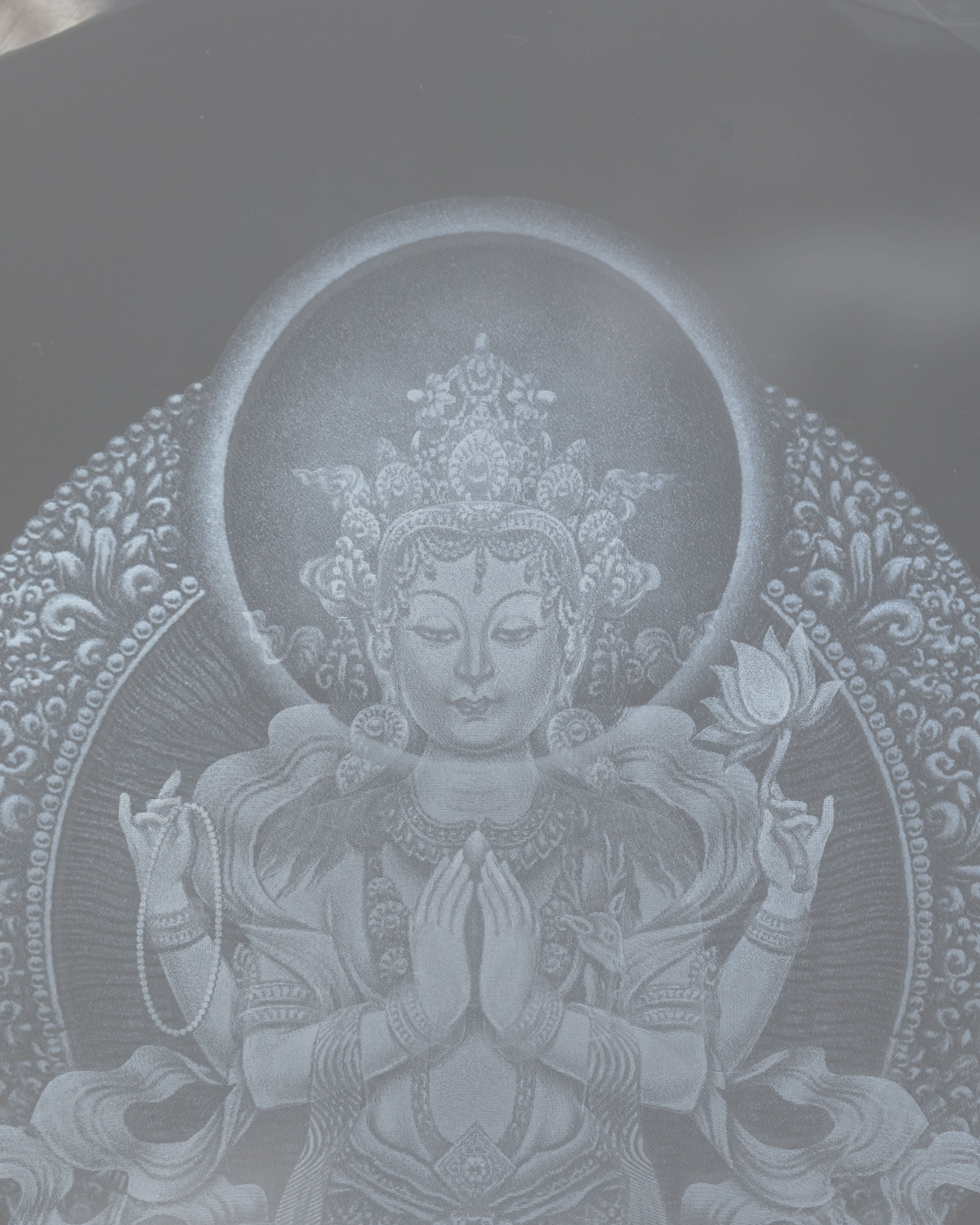 Chenrezig Glass Art for Decor | Bodhisattva of Compassion