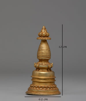 Handcrafted Buddhist Copper Stupa | Gold-Plated Sacred Shrine Decor