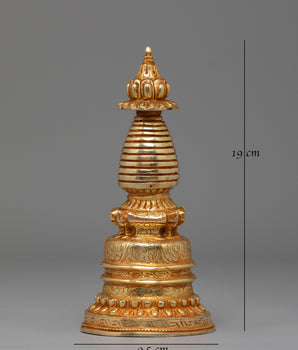 Spiritual Protection Stupa | Gold-Plated Buddhist Statue for Meditation