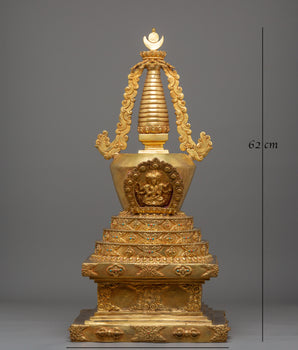 Enlightenment Symbol Stupa | Gold-Plated Buddhist Statue for Meditation
