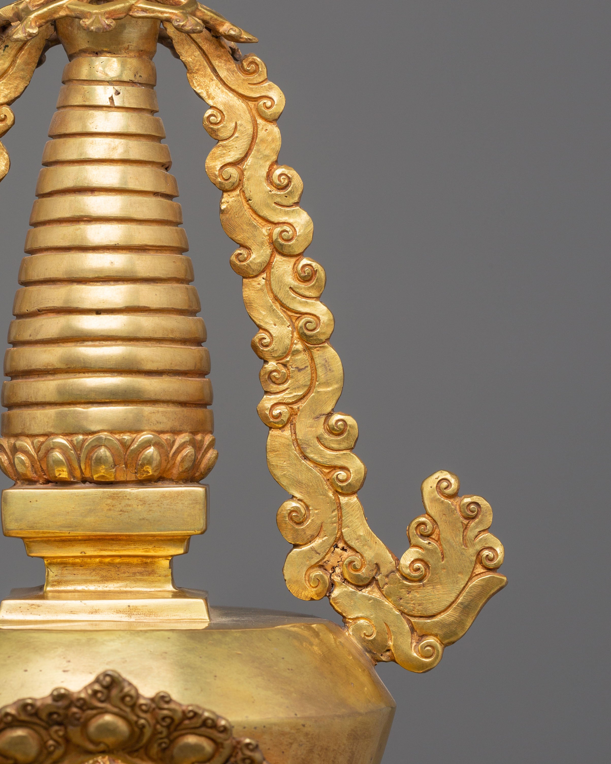 Enlightenment Symbol Stupa | Gold-Plated Buddhist Statue for Meditation