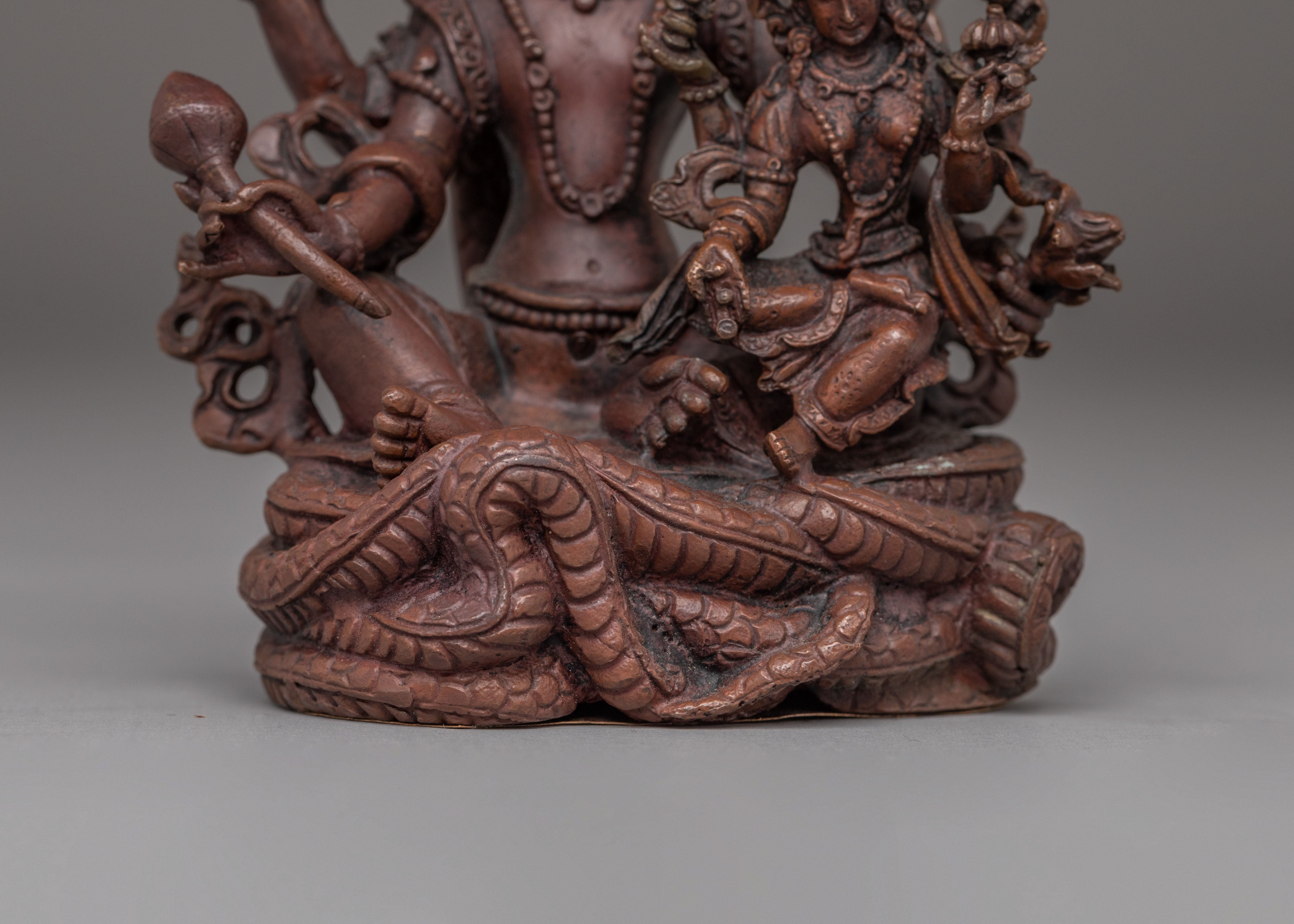 Oxidized Copper Vishnu Statue | Handcrafted Hindu Deity Sculpture