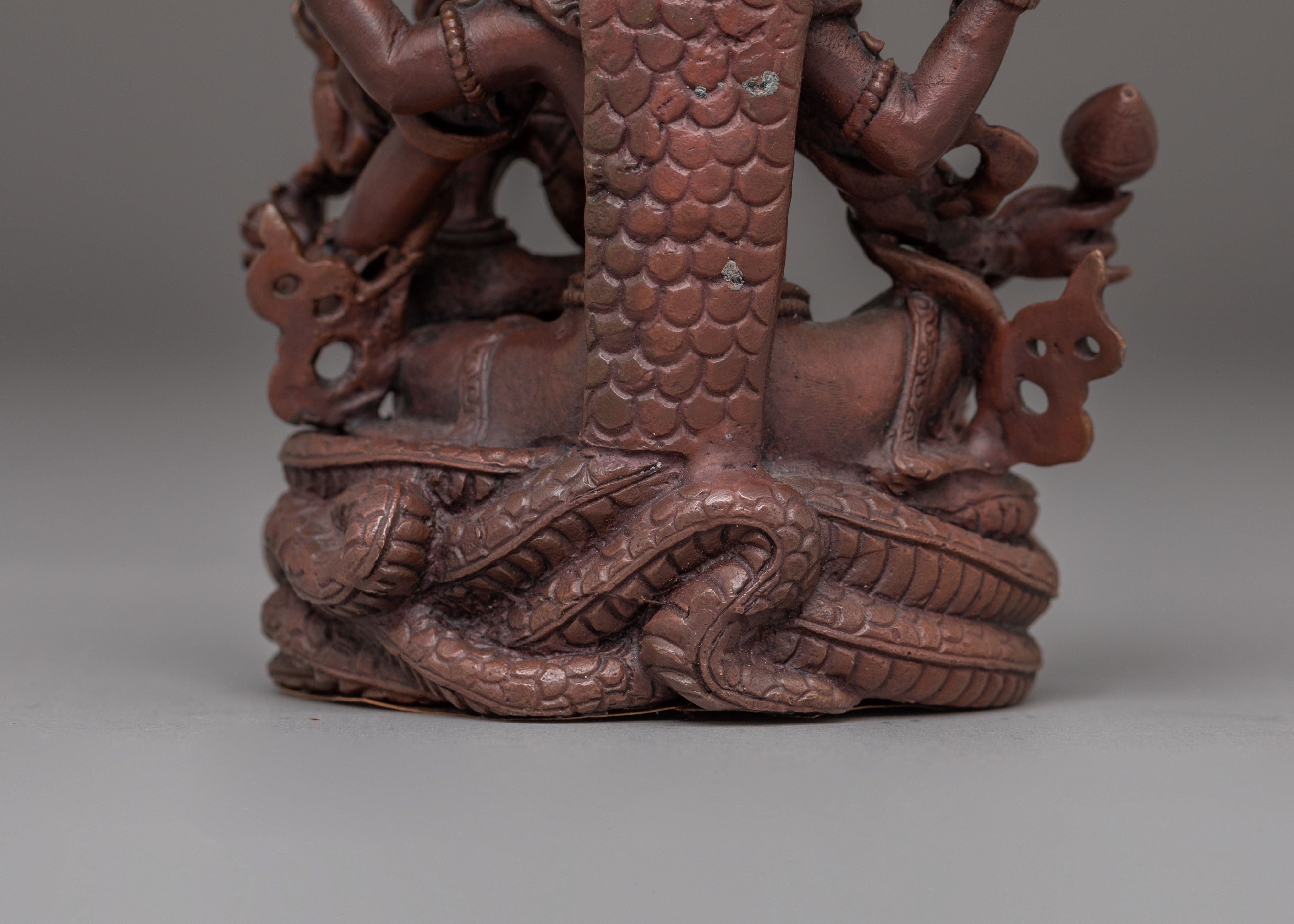 Oxidized Copper Vishnu Statue | Handcrafted Hindu Deity Sculpture