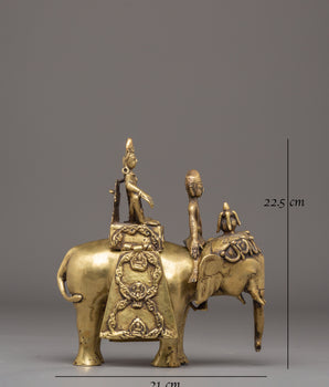 Handcrafted Tibetan Elephant Art with Indra | Symbol of Power