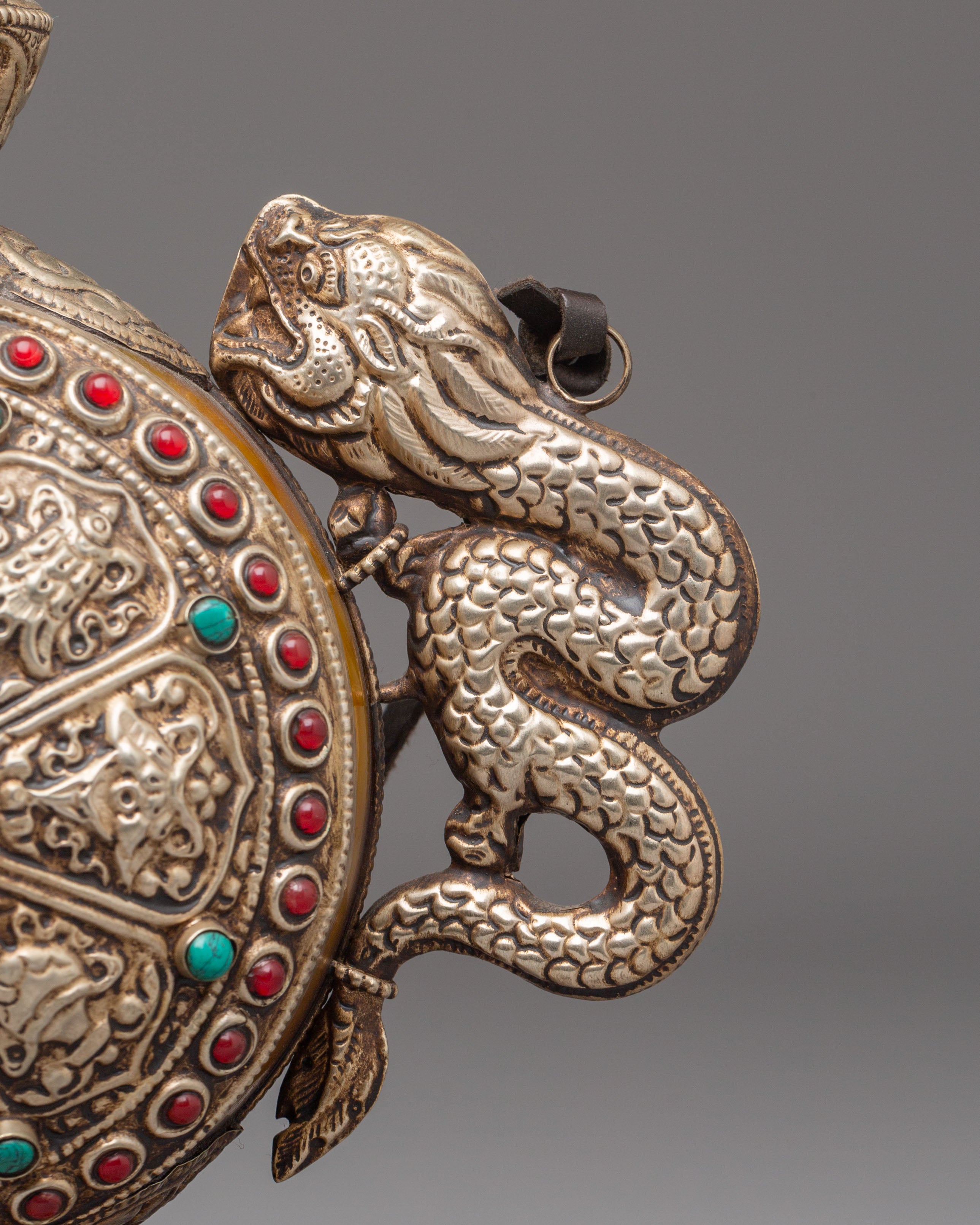 Sacred Tibetan Snuff Pot | Silver Plated Pot with Coral & Turquoise