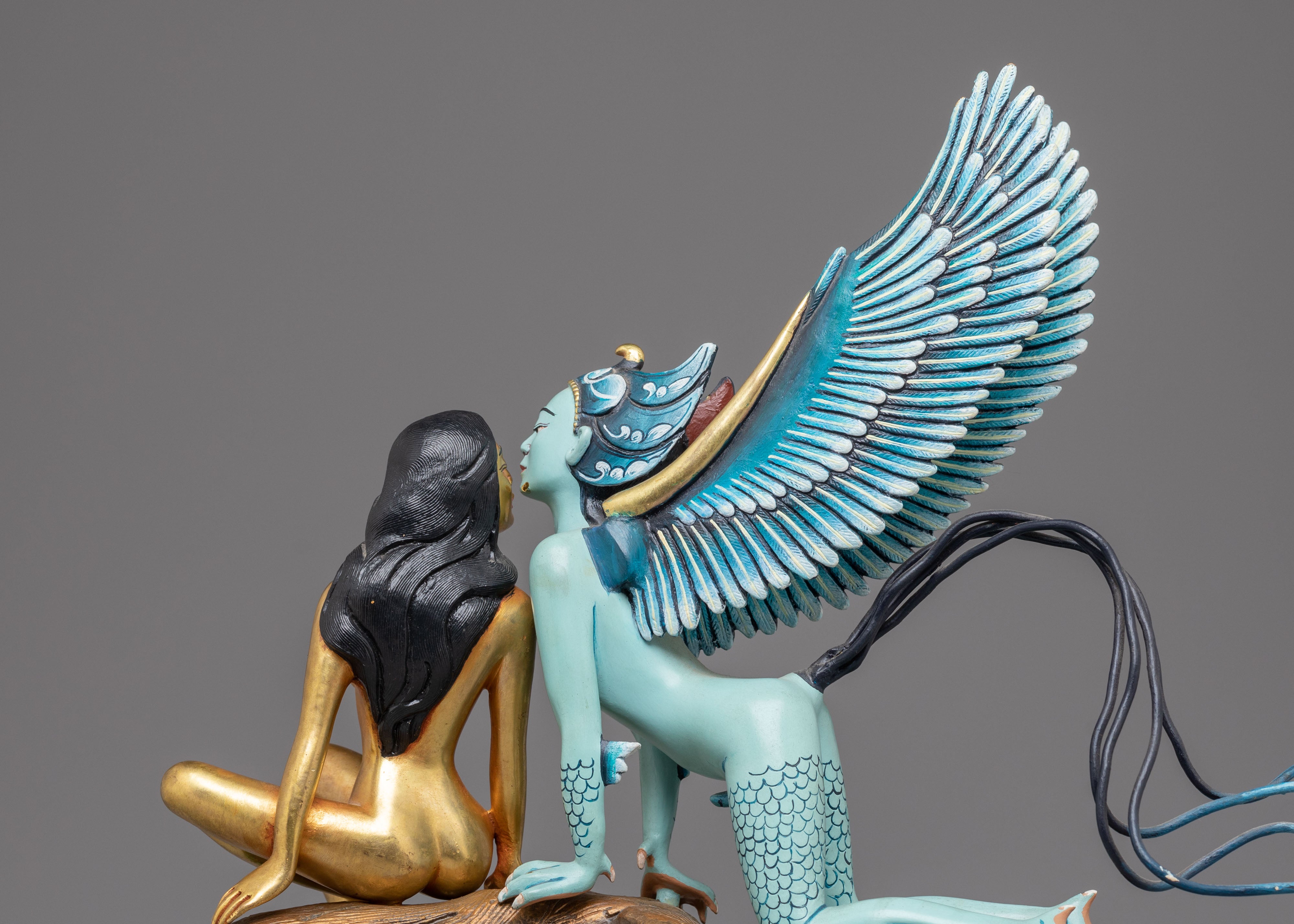 Handcrafted Mythological Sculpture | Gold Plated Copper Art