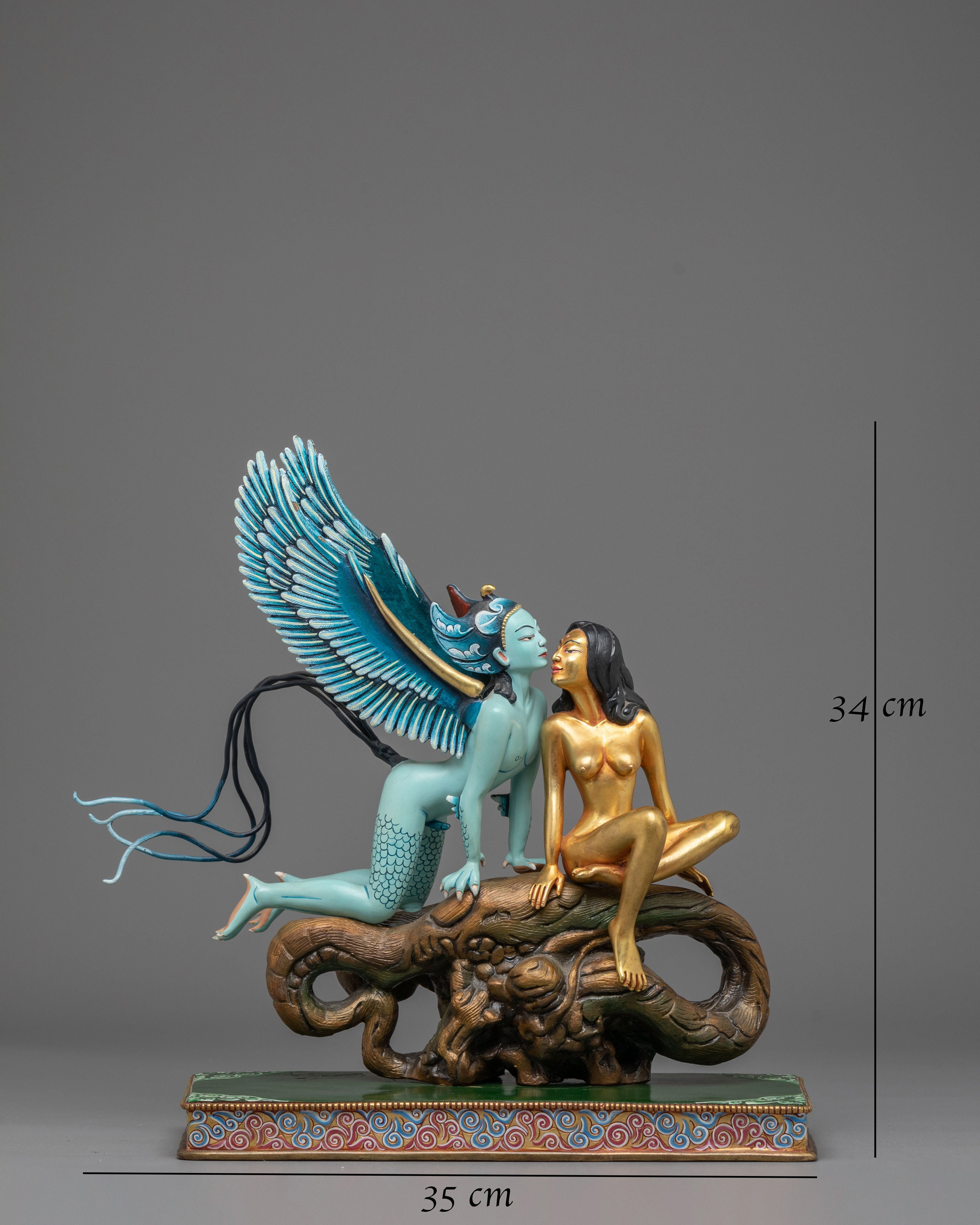 Handcrafted Mythological Sculpture | Gold Plated Copper Art