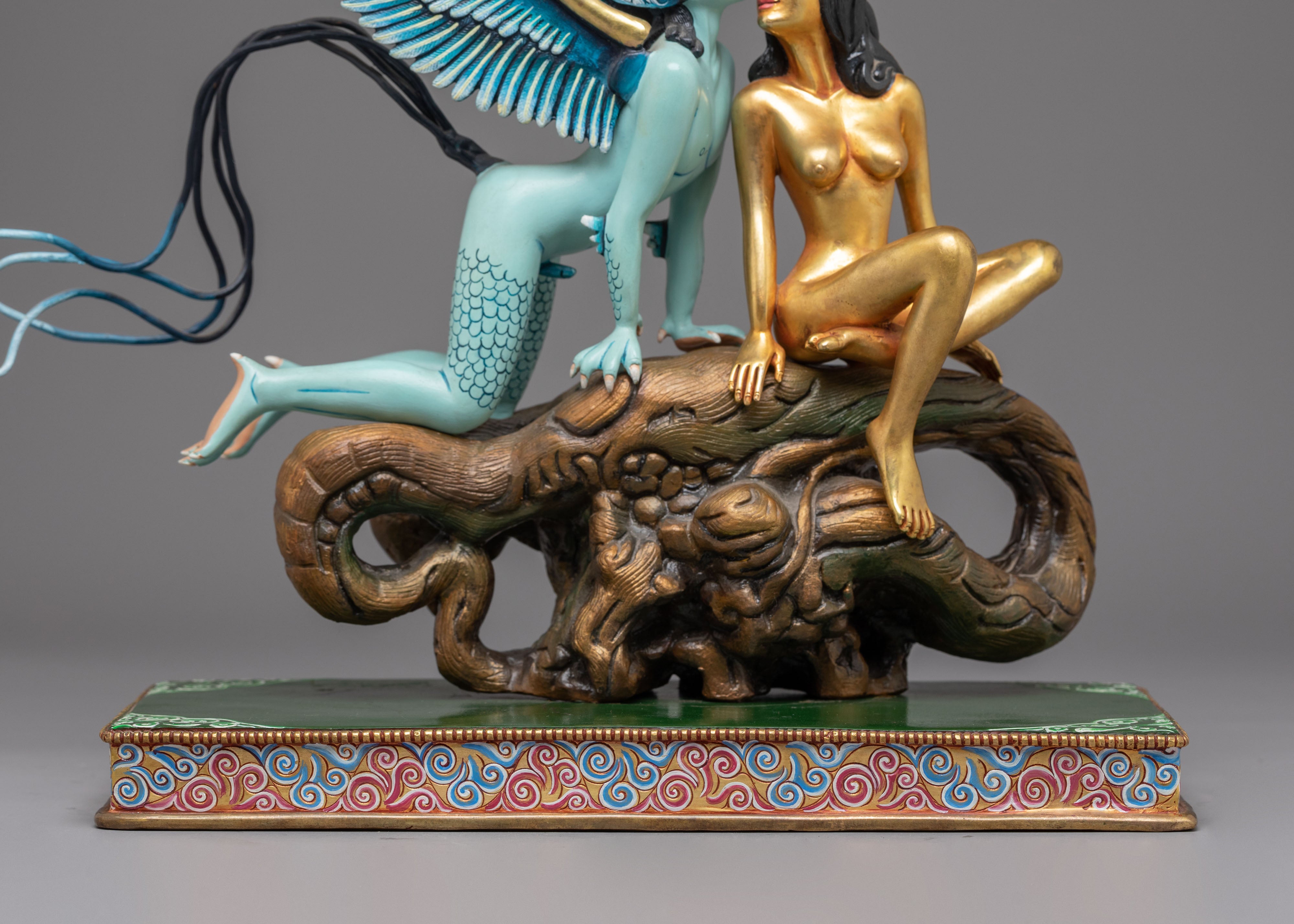Handcrafted Mythological Sculpture | Gold Plated Copper Art