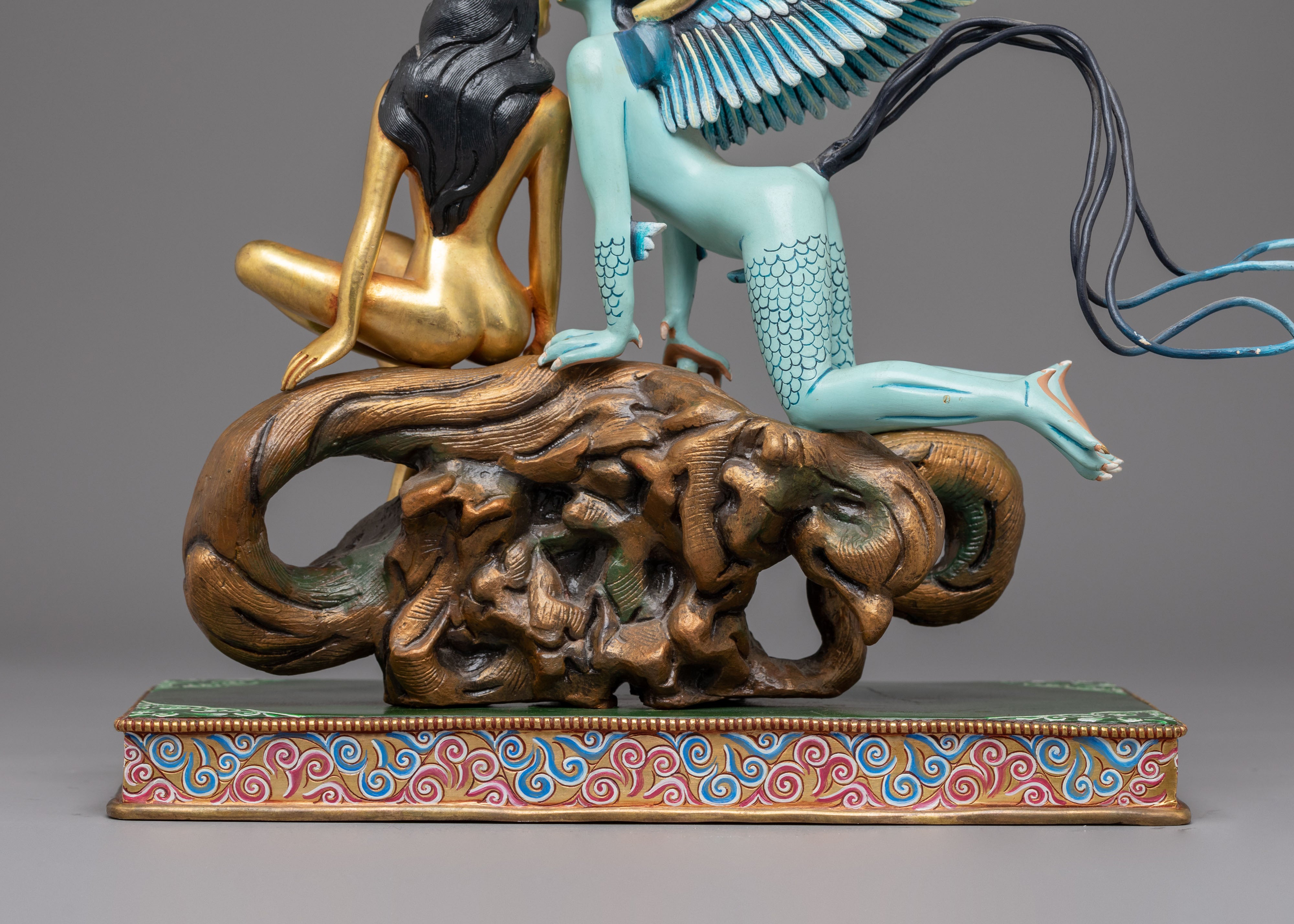 Handcrafted Mythological Sculpture | Gold Plated Copper Art