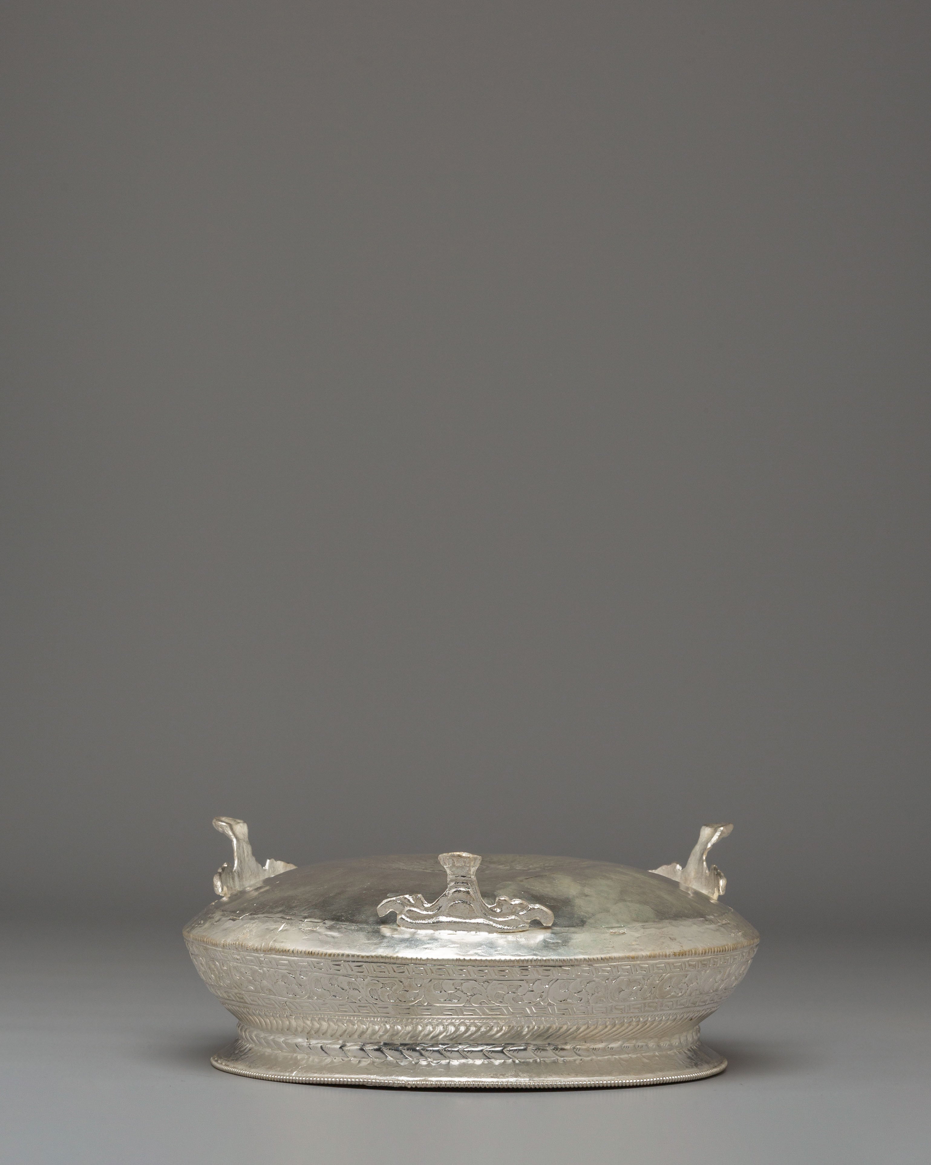 Himalayan Ritual Urli Bowl | Silver-Plated Brass Offering Bowl for Altar Decor