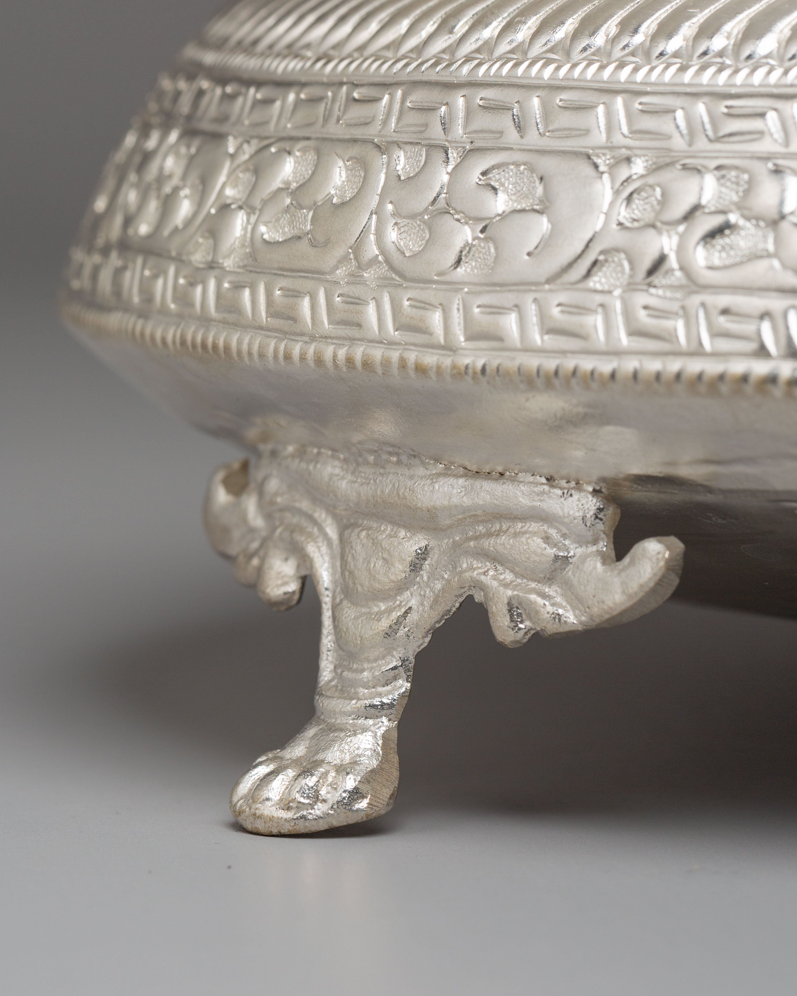 Himalayan Ritual Urli Bowl | Silver-Plated Brass Offering Bowl for Altar Decor