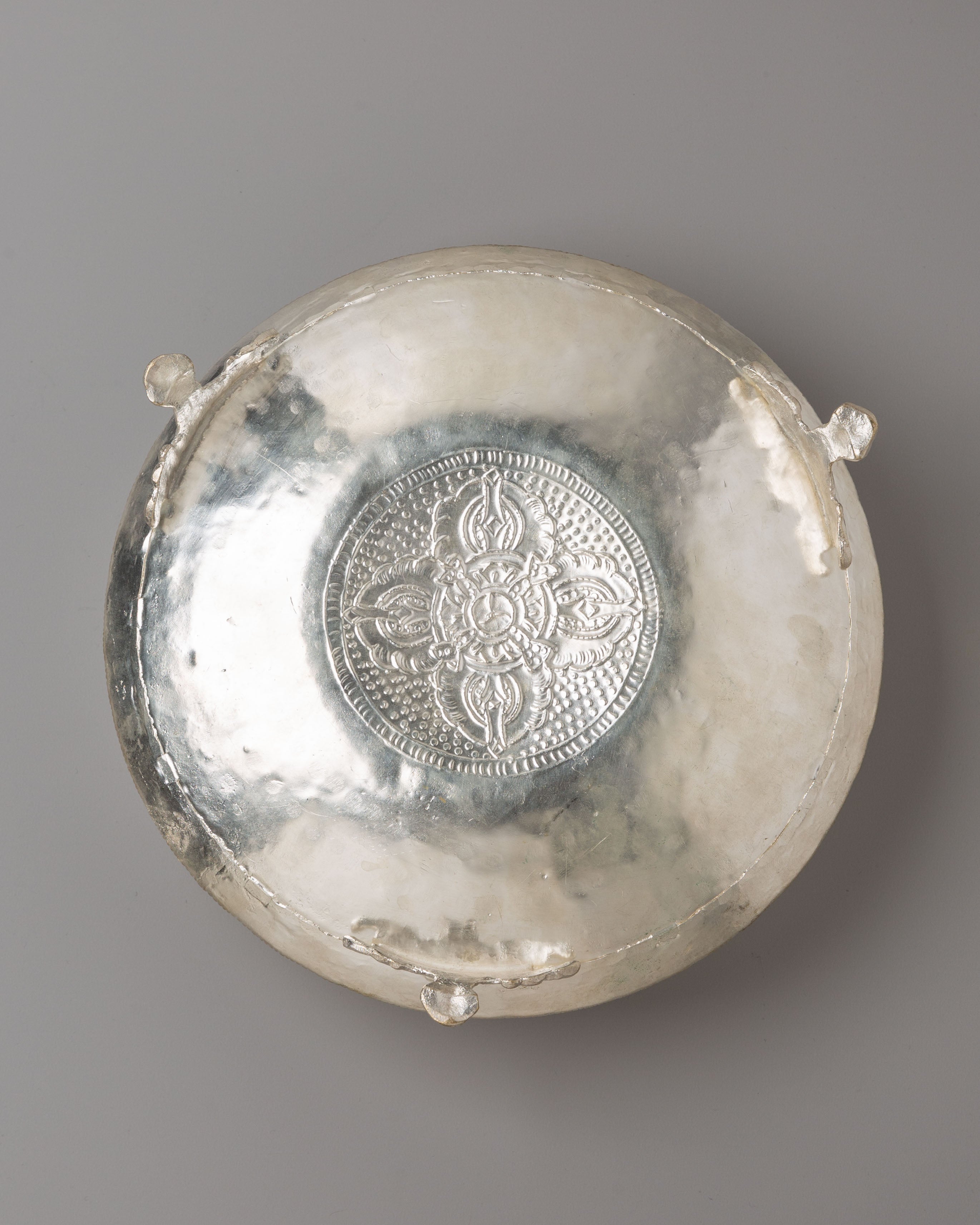 Himalayan Ritual Urli Bowl | Silver-Plated Brass Offering Bowl for Altar Decor