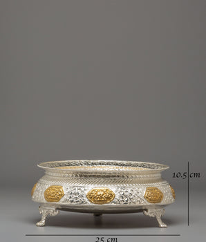 Sacred Silver Plated Khadkulo | Handcrafted Brass Ritual Bowl