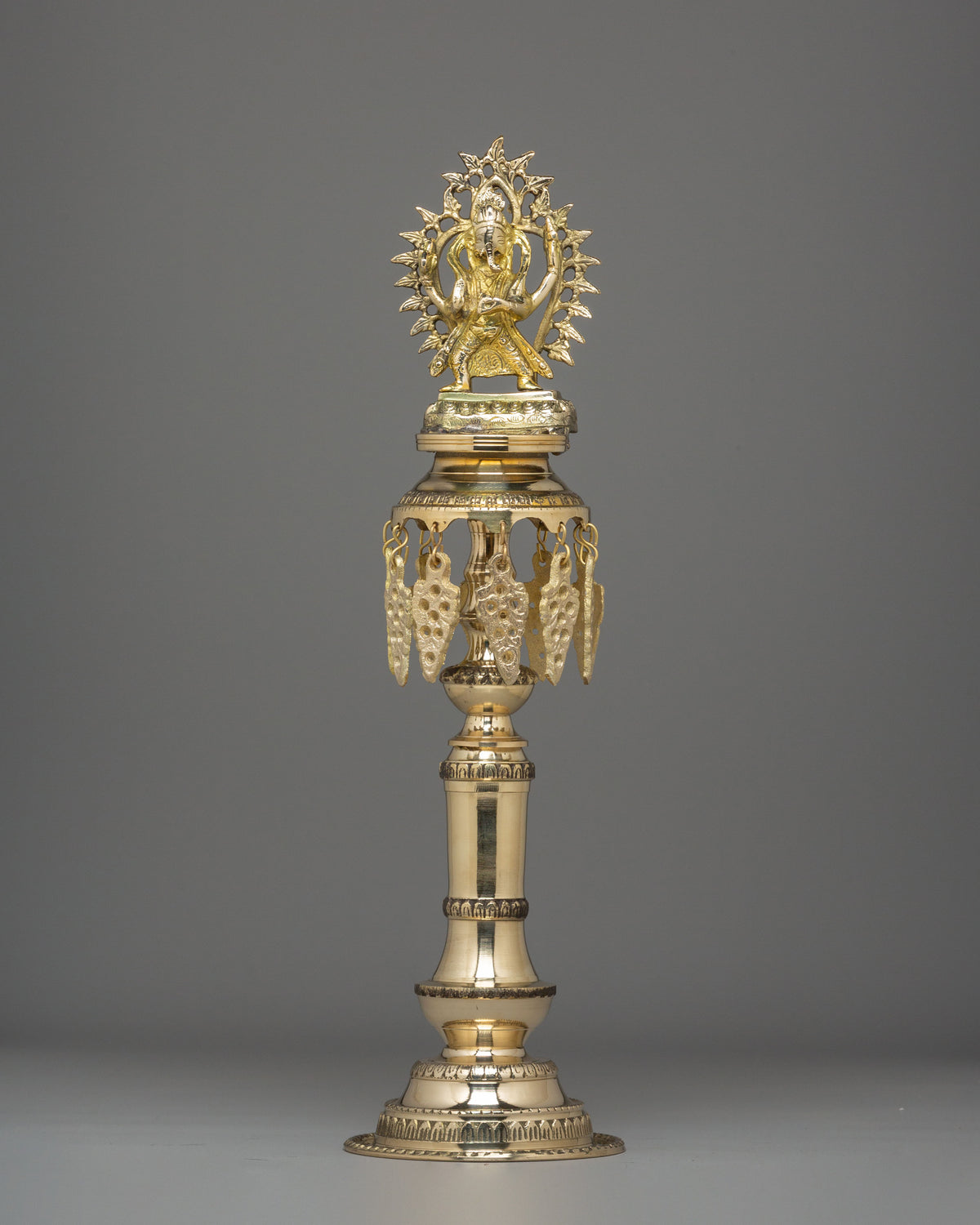 Brass Oil Lamp Set for Puja | Handcrafted Hindu Ritual Lamp Pair