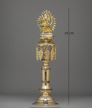 Brass Oil Lamp Set for Puja | Handcrafted Hindu Ritual Lamp Pair