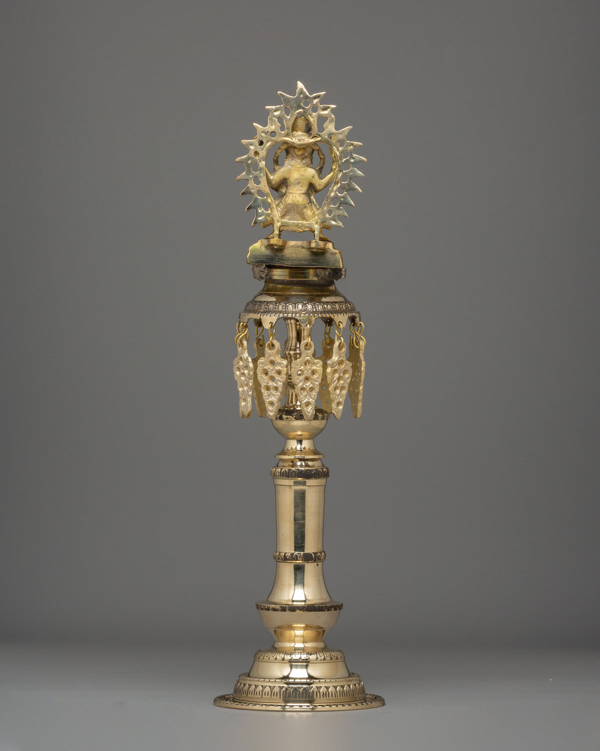 Brass Oil Lamp Set for Puja | Handcrafted Hindu Ritual Lamp Pair