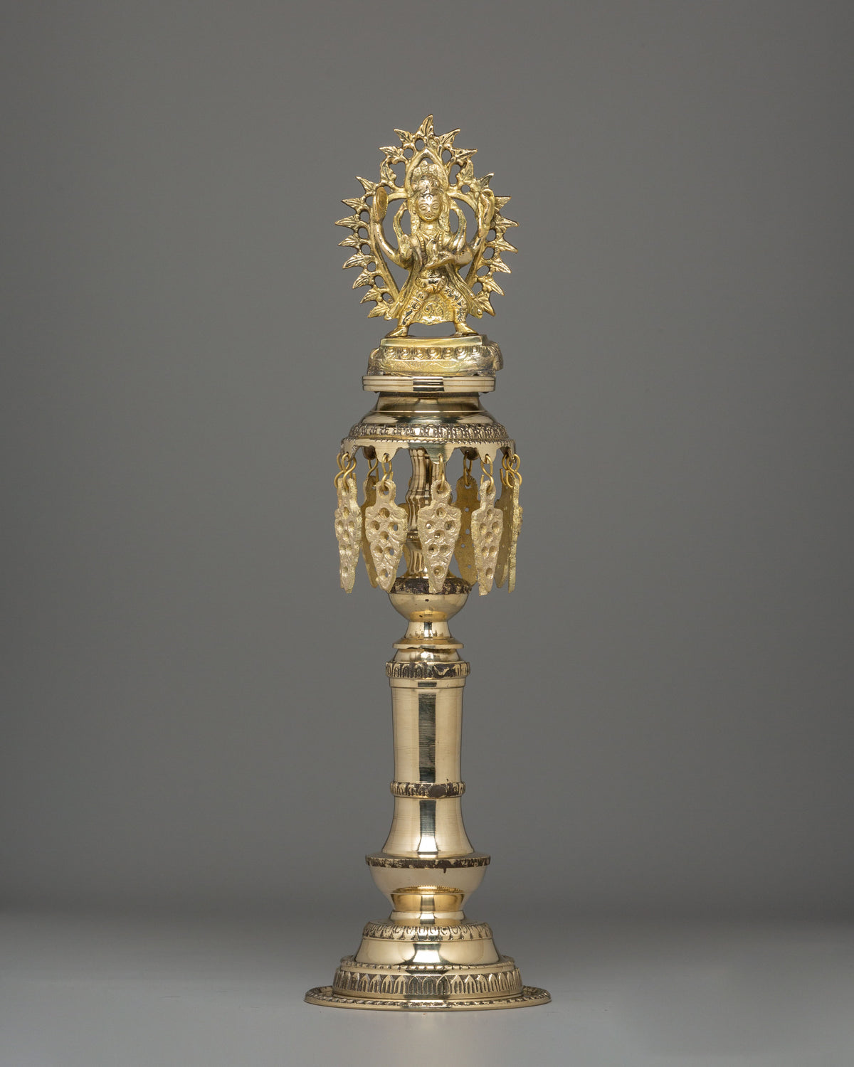 Brass Oil Lamp Set for Puja | Handcrafted Hindu Ritual Lamp Pair