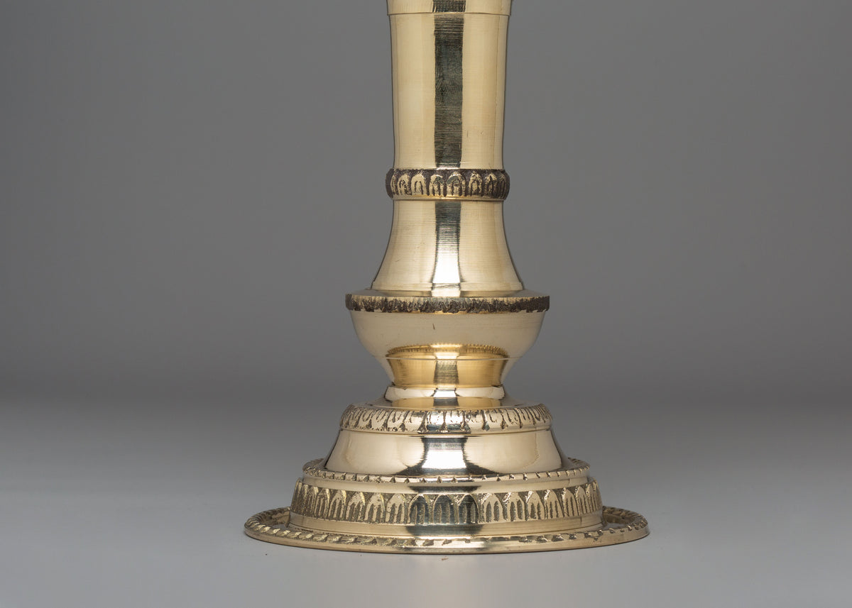 Brass Oil Lamp Set for Puja | Handcrafted Hindu Ritual Lamp Pair