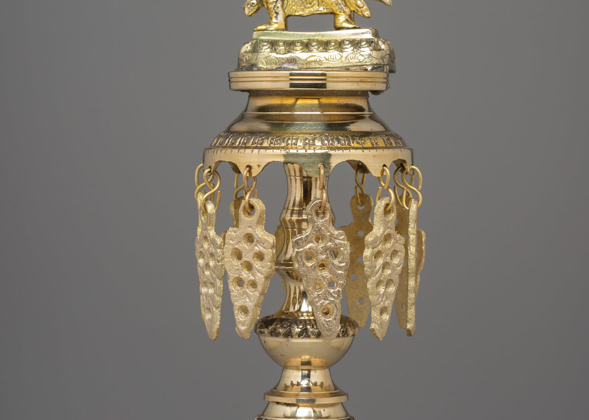Brass Oil Lamp Set for Puja | Handcrafted Hindu Ritual Lamp Pair