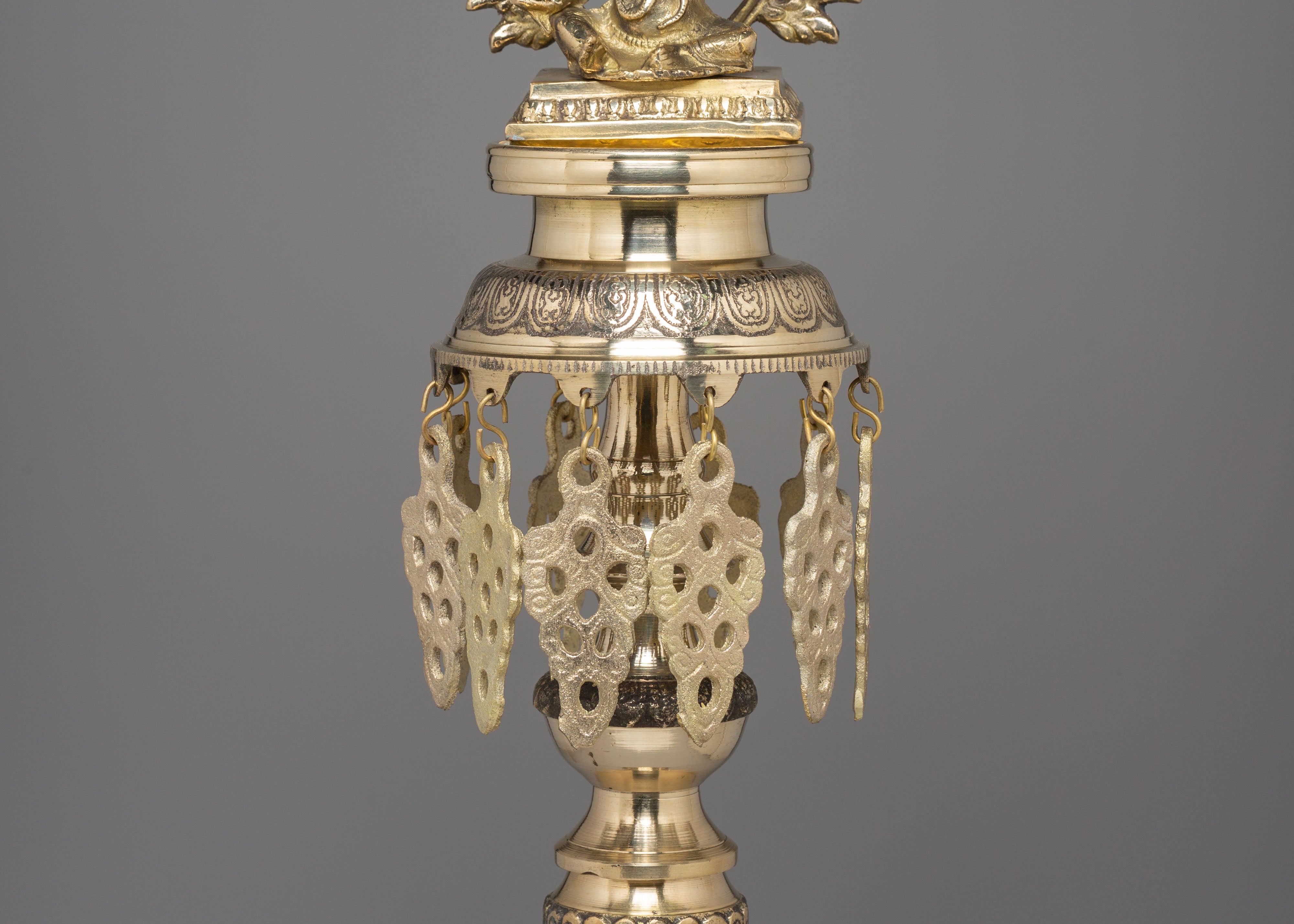 Handcrafted Buddhist Oil Lamp Set | Brass Ritual Lamps for Temple Ceremonies