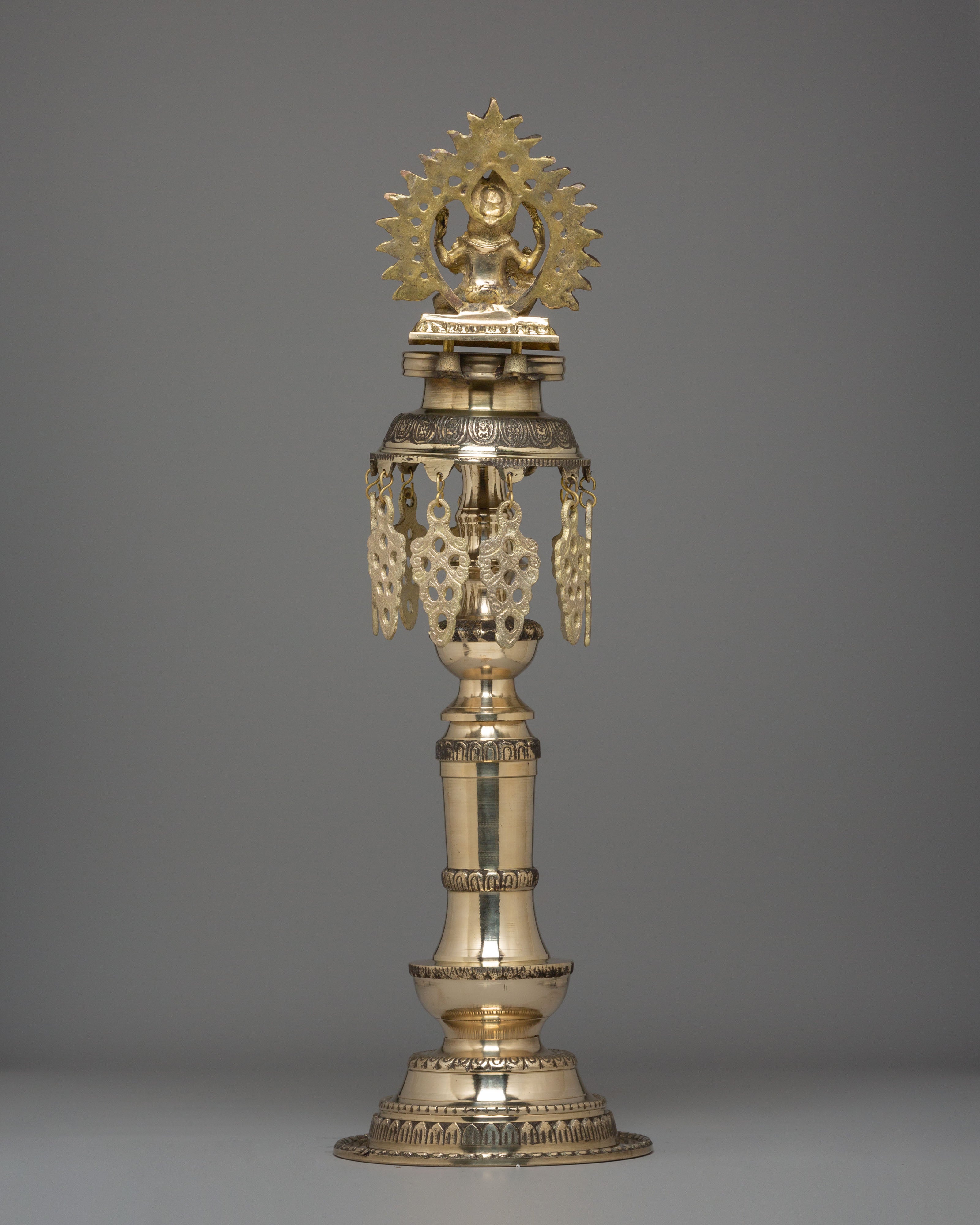 Handcrafted Buddhist Oil Lamp Set | Brass Ritual Lamps for Temple Ceremonies