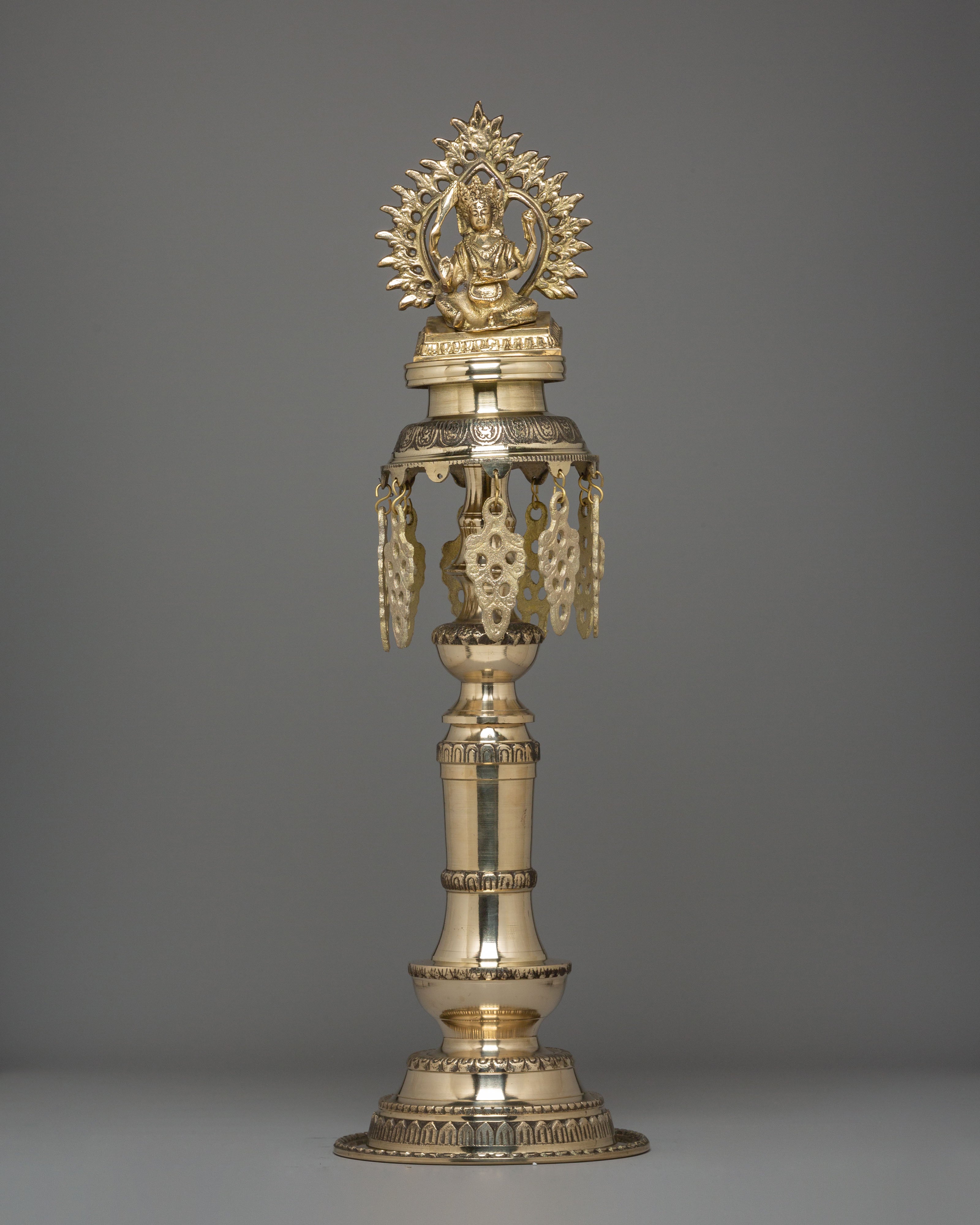 Handcrafted Buddhist Oil Lamp Set | Brass Ritual Lamps for Temple Ceremonies