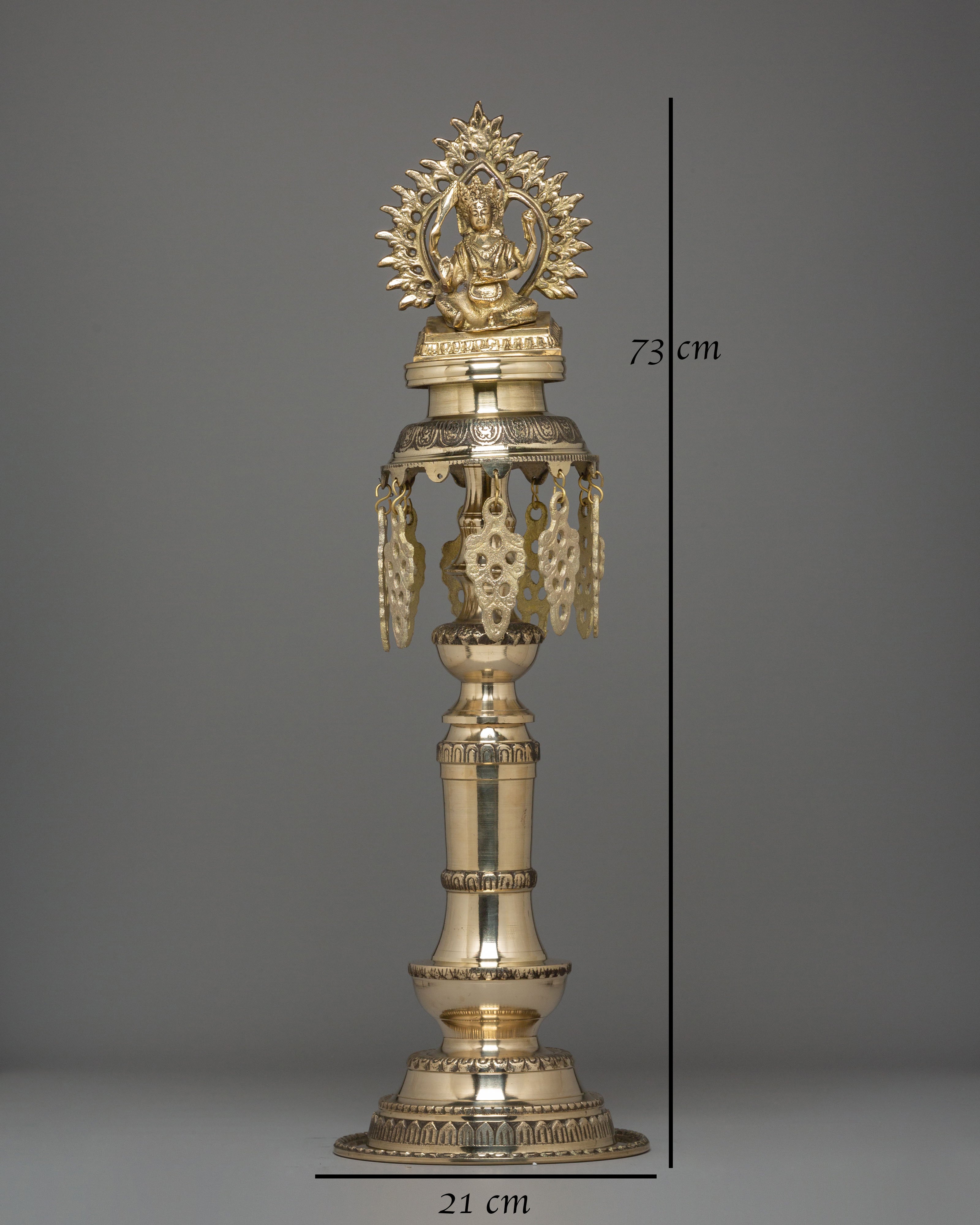 Handcrafted Buddhist Oil Lamp Set | Brass Ritual Lamps for Temple Ceremonies