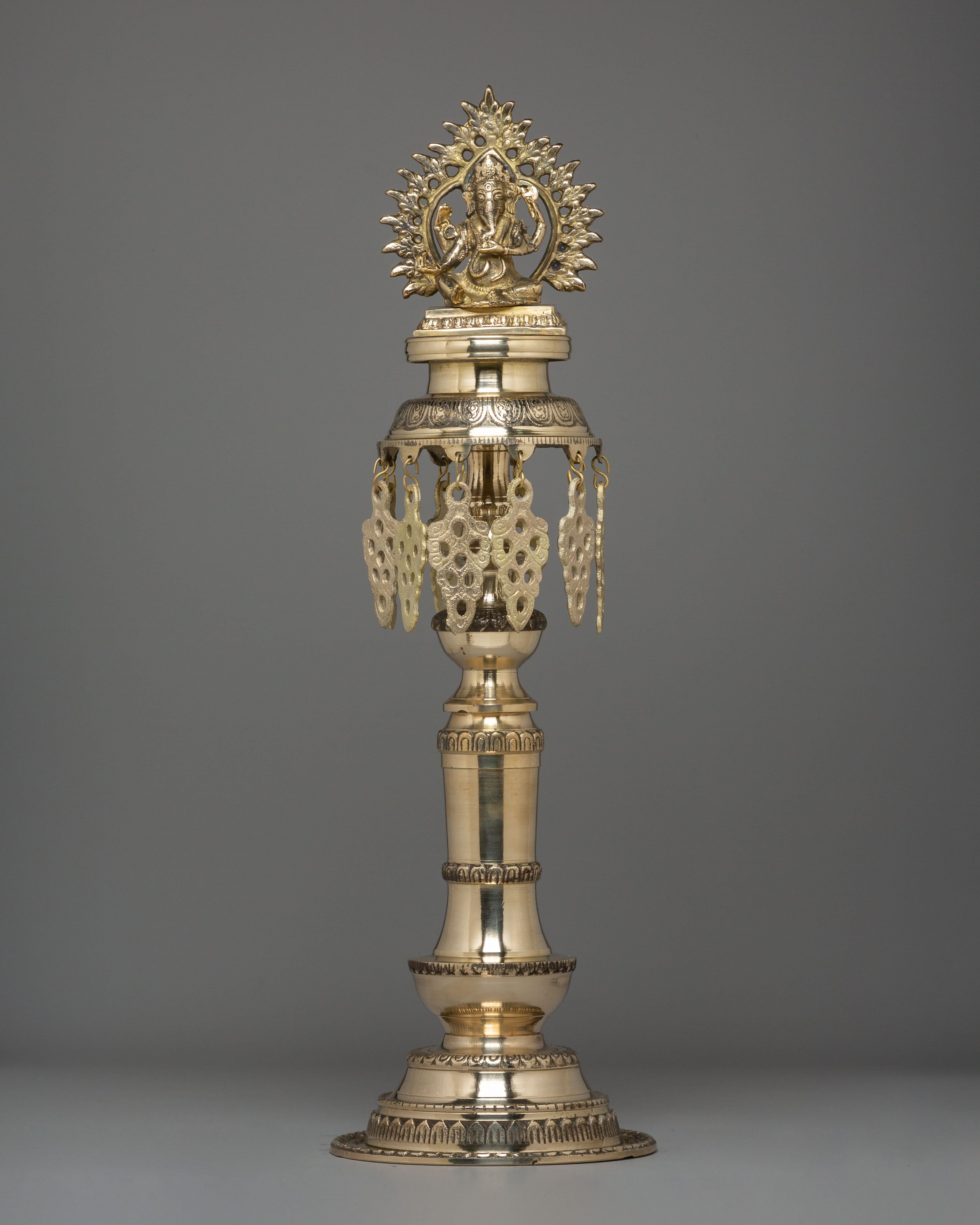 Handcrafted Buddhist Oil Lamp Set | Brass Ritual Lamps for Temple Ceremonies