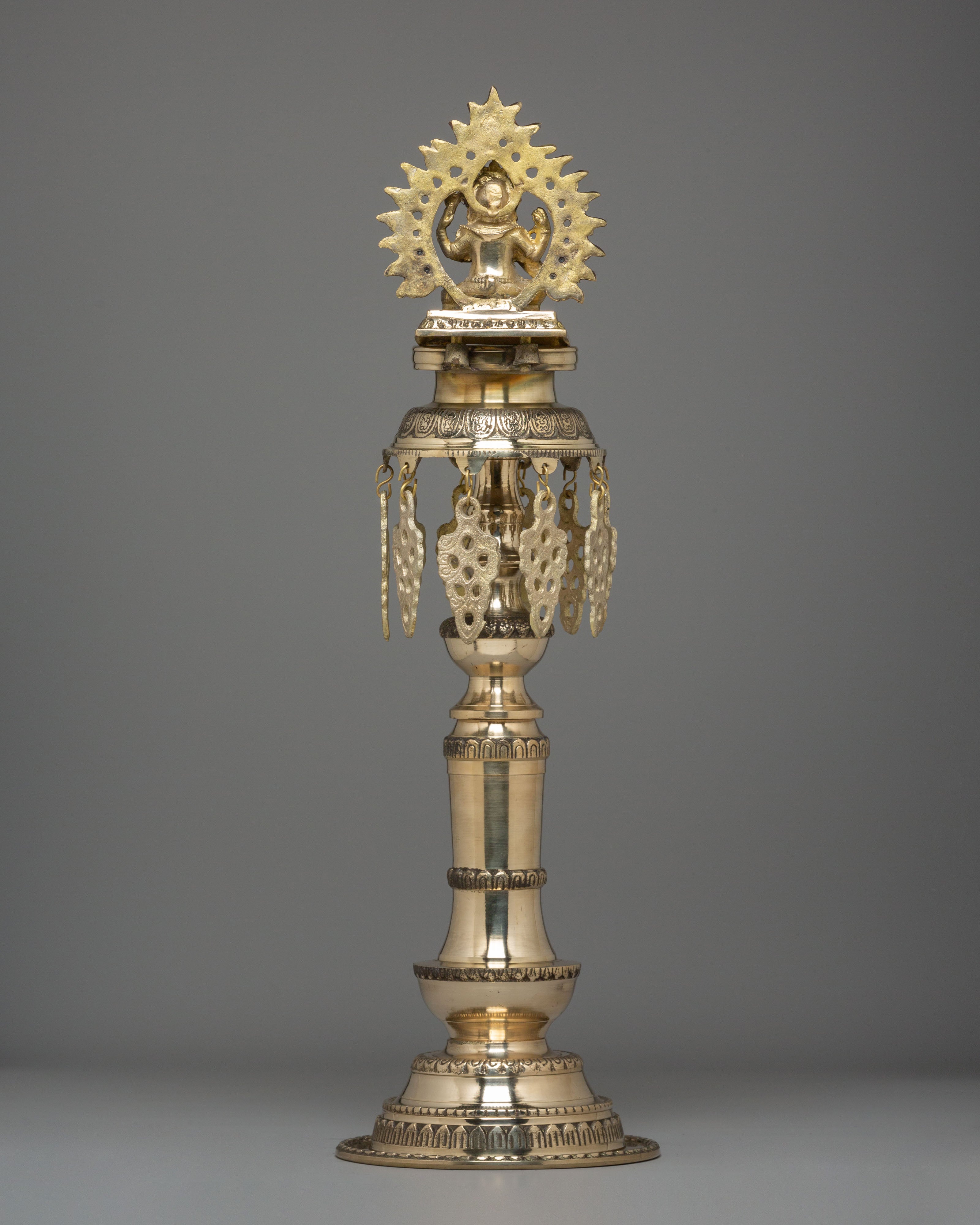 Handcrafted Buddhist Oil Lamp Set | Brass Ritual Lamps for Temple Ceremonies