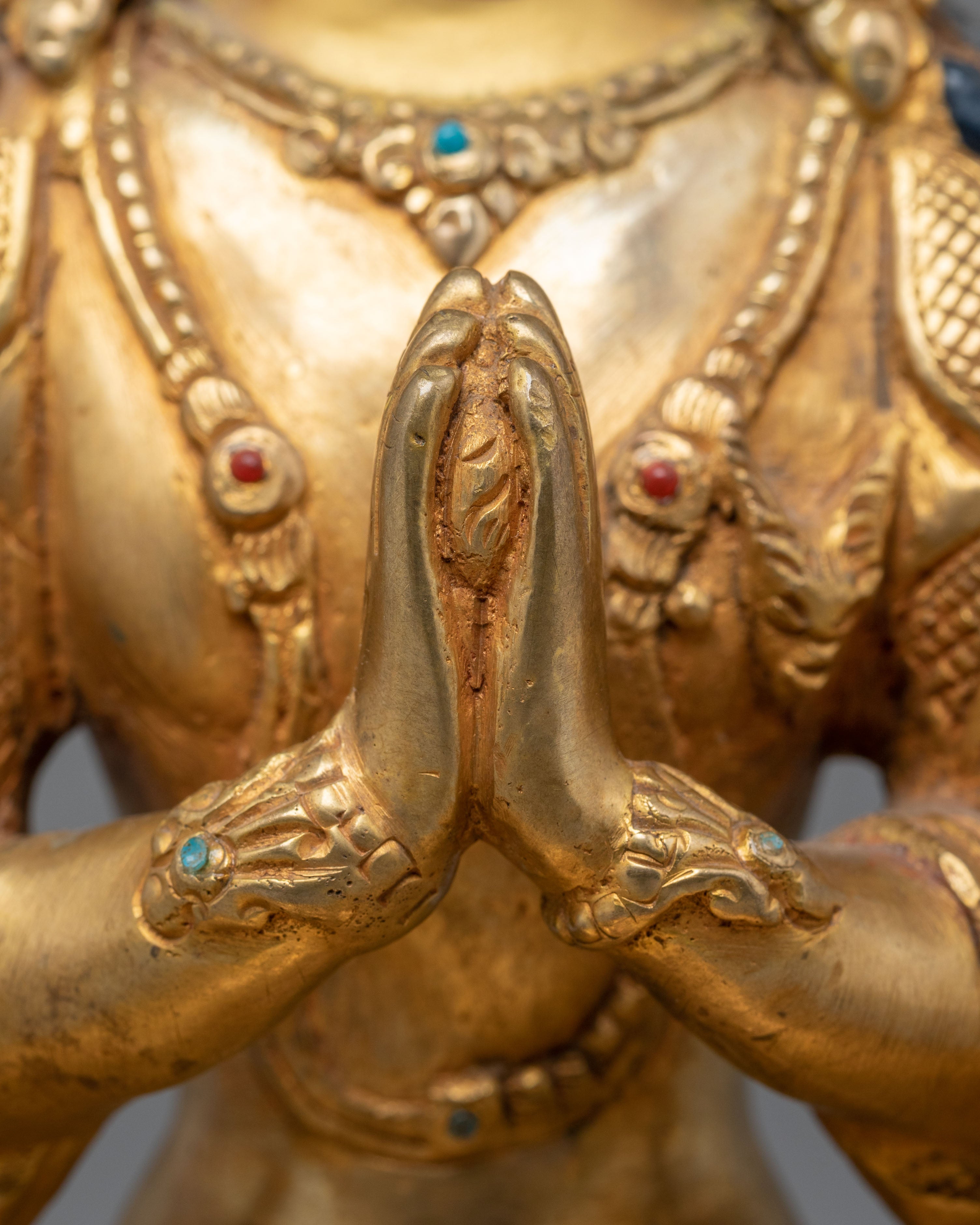 Handmade Tibetan Chenrezig Statue | One who Looks With Unwavering Eye