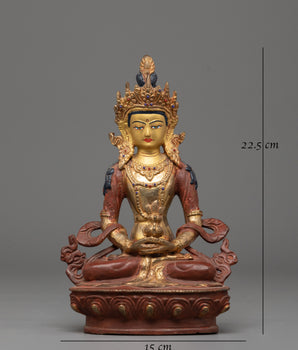 Handmade Statue of Tibetan Deity Amitayus | Compassion and Longevity