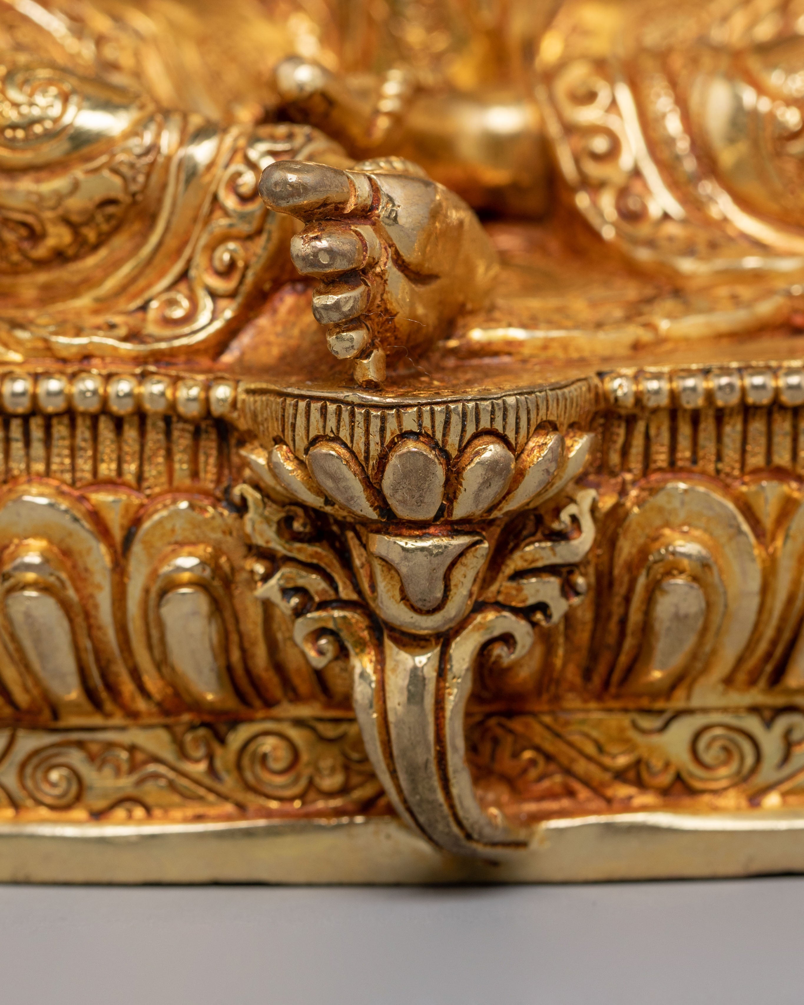 Mother Shyama Tara Sacred Statue | Gold Plated Copper Sculpture with Coral & Turquoise