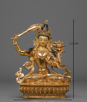 Golden Statue of Manjushri | Tibetan Bodhisattva of Wisdom