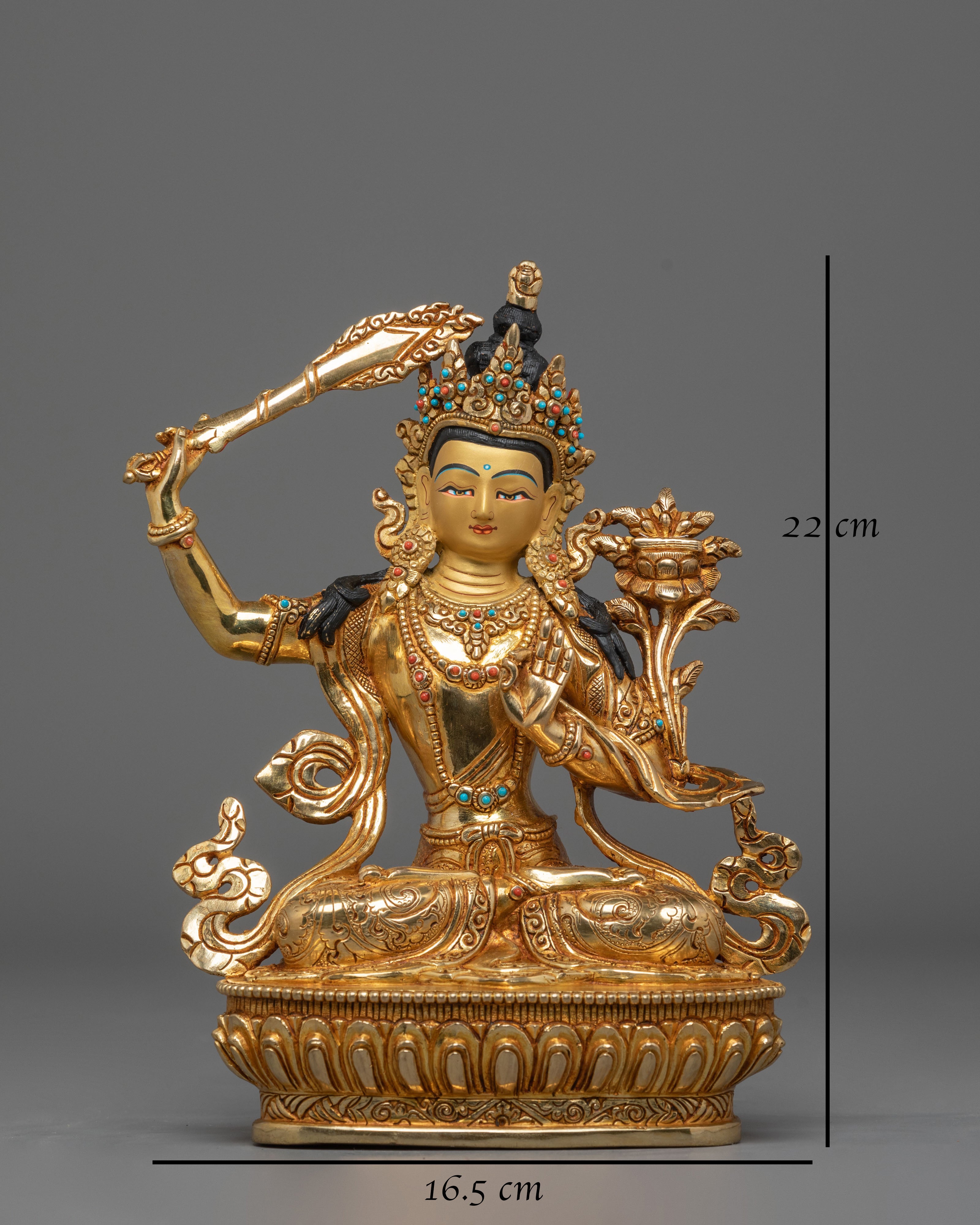 Golden Statue of Manjushri | Tibetan Bodhisattva of Wisdom
