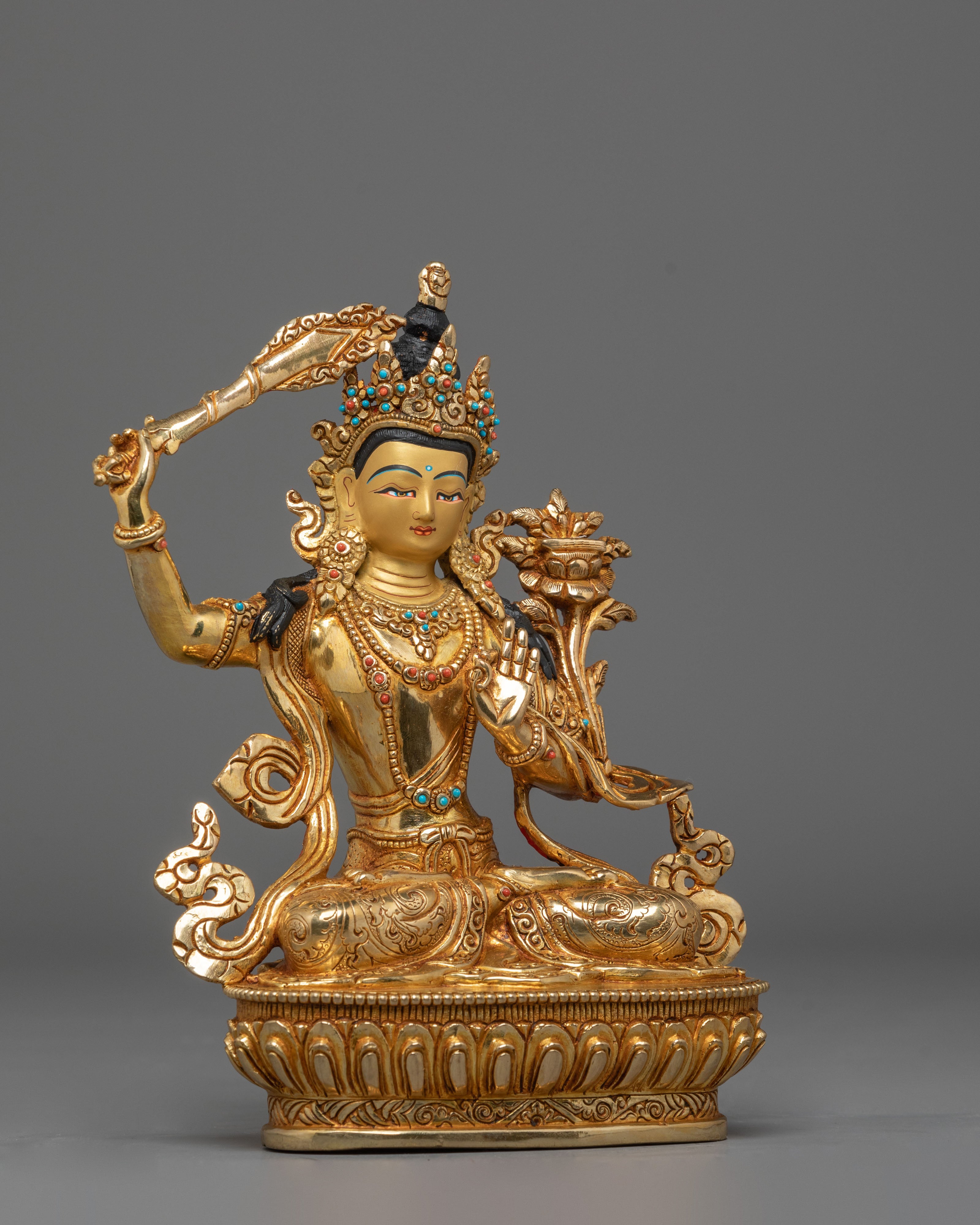 Golden Statue of Manjushri | Tibetan Bodhisattva of Wisdom