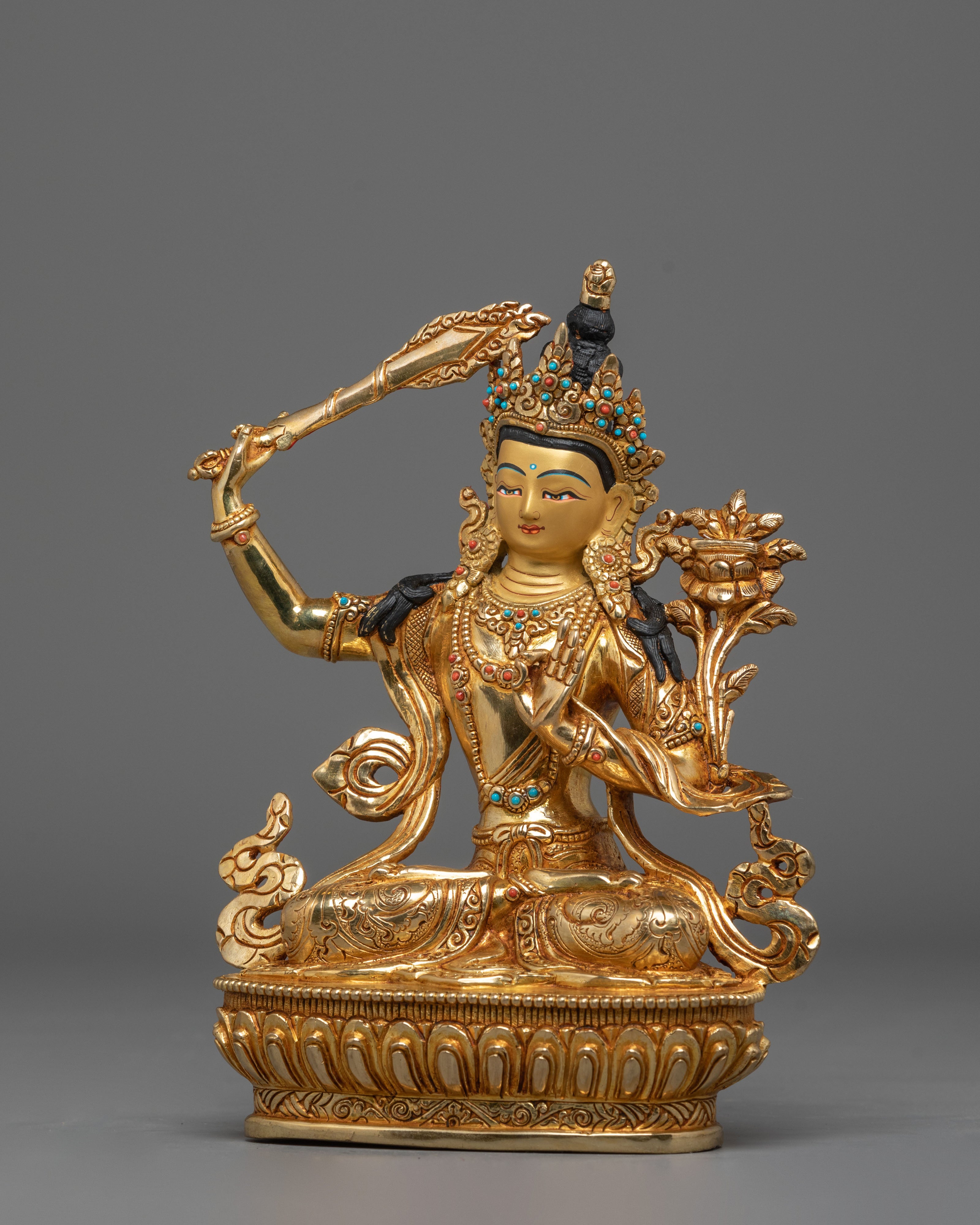 Golden Statue of Manjushri | Tibetan Bodhisattva of Wisdom
