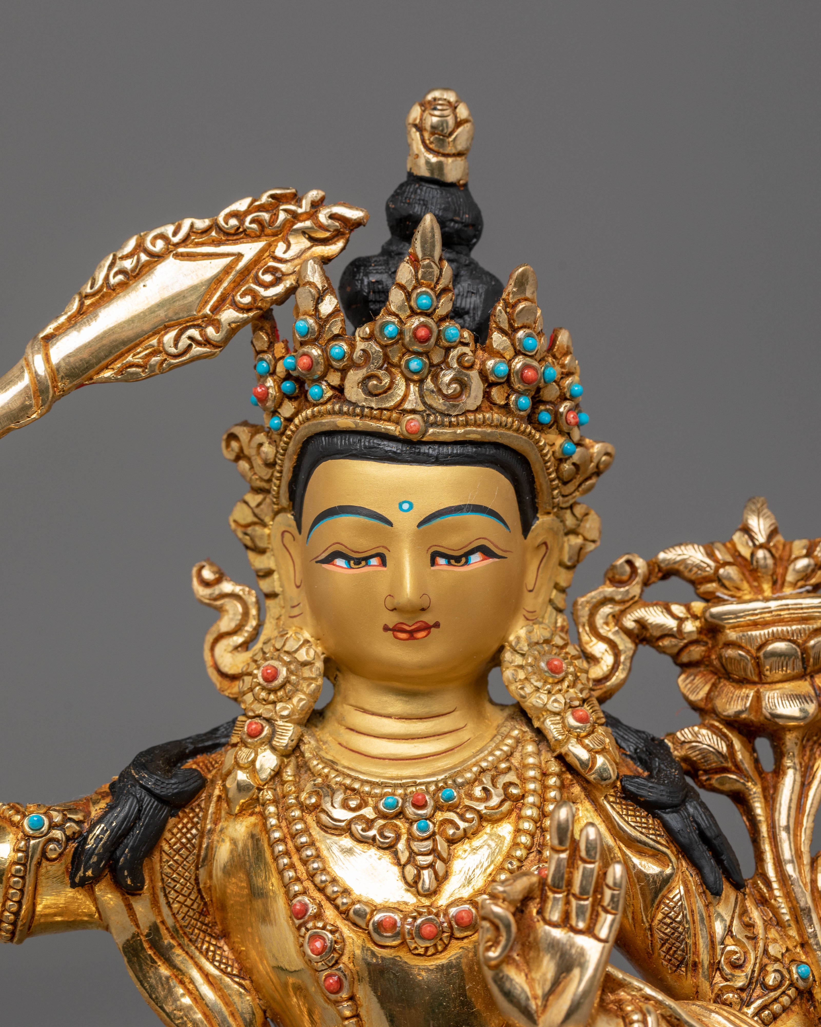 Golden Statue of Manjushri | Tibetan Bodhisattva of Wisdom