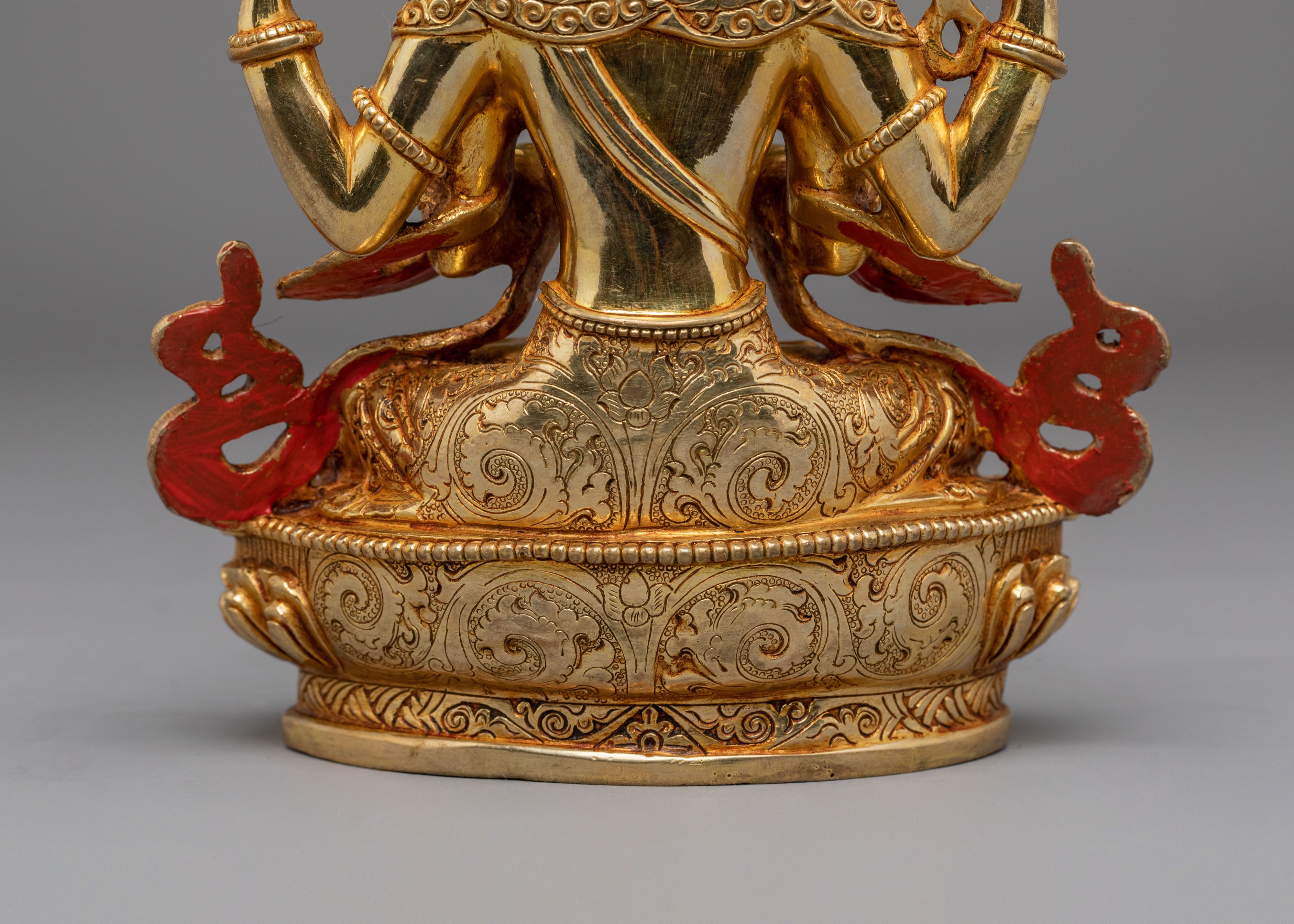 Handmade Golden Chenrezig Statue of Compassion | Bodhisattva Icon