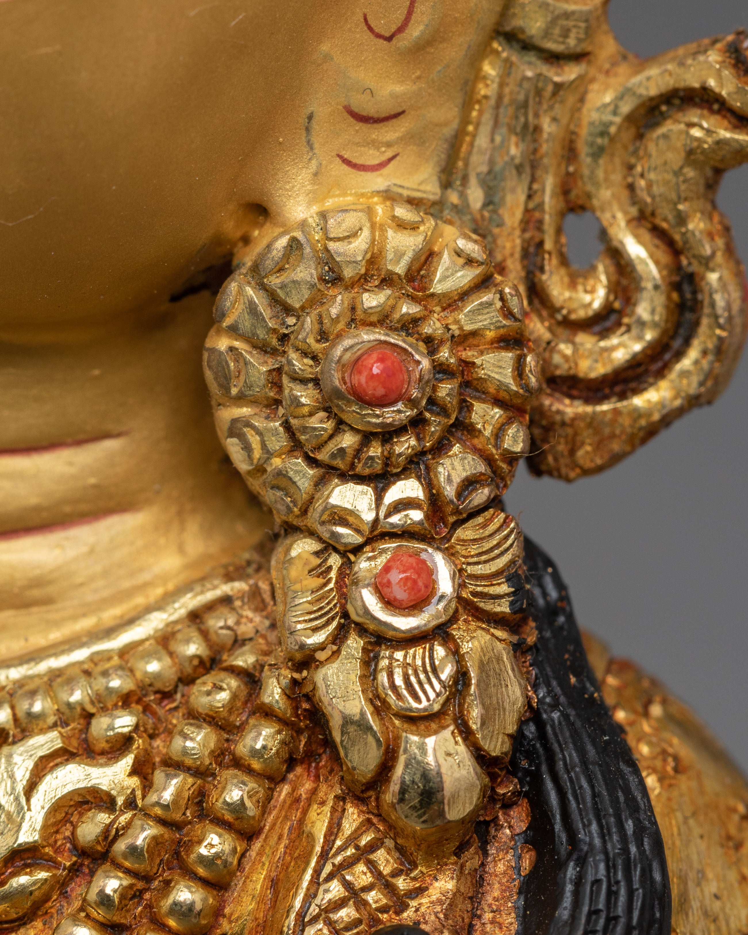 Handmade Golden Chenrezig Statue of Compassion | Bodhisattva Icon