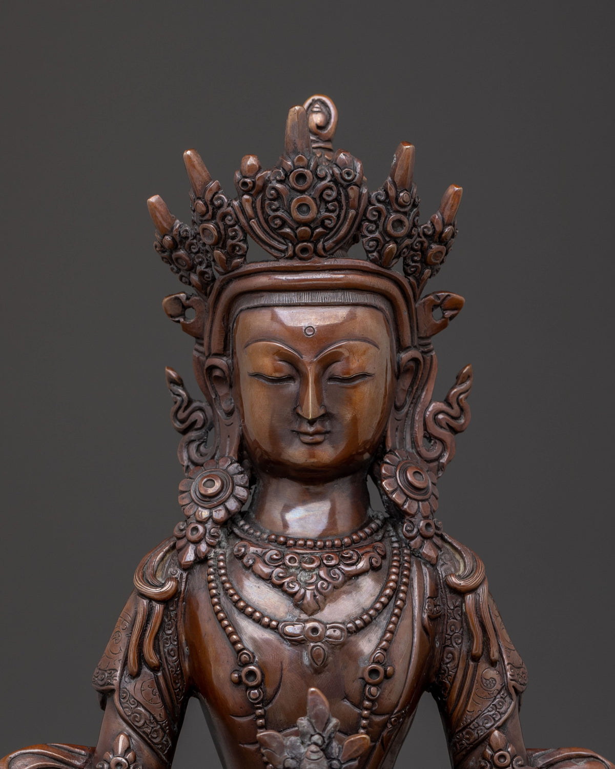 Amitayus Longevity Copper Statue | Home Decor
