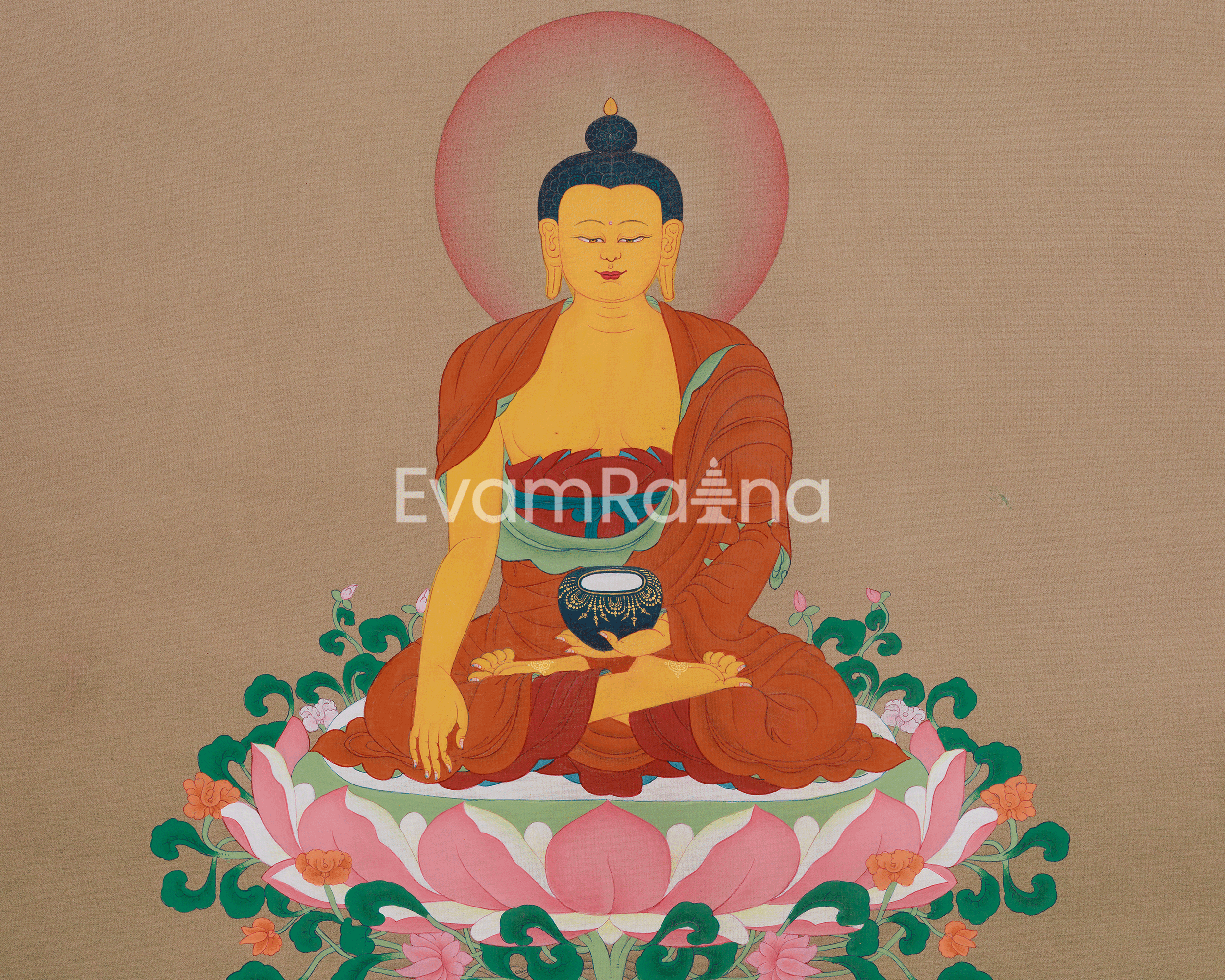 Spiritual Thangka Of Shakyamuni Buddha | Siddhartha Gautama | Himalayan Art Of Peace & Enlightenment |