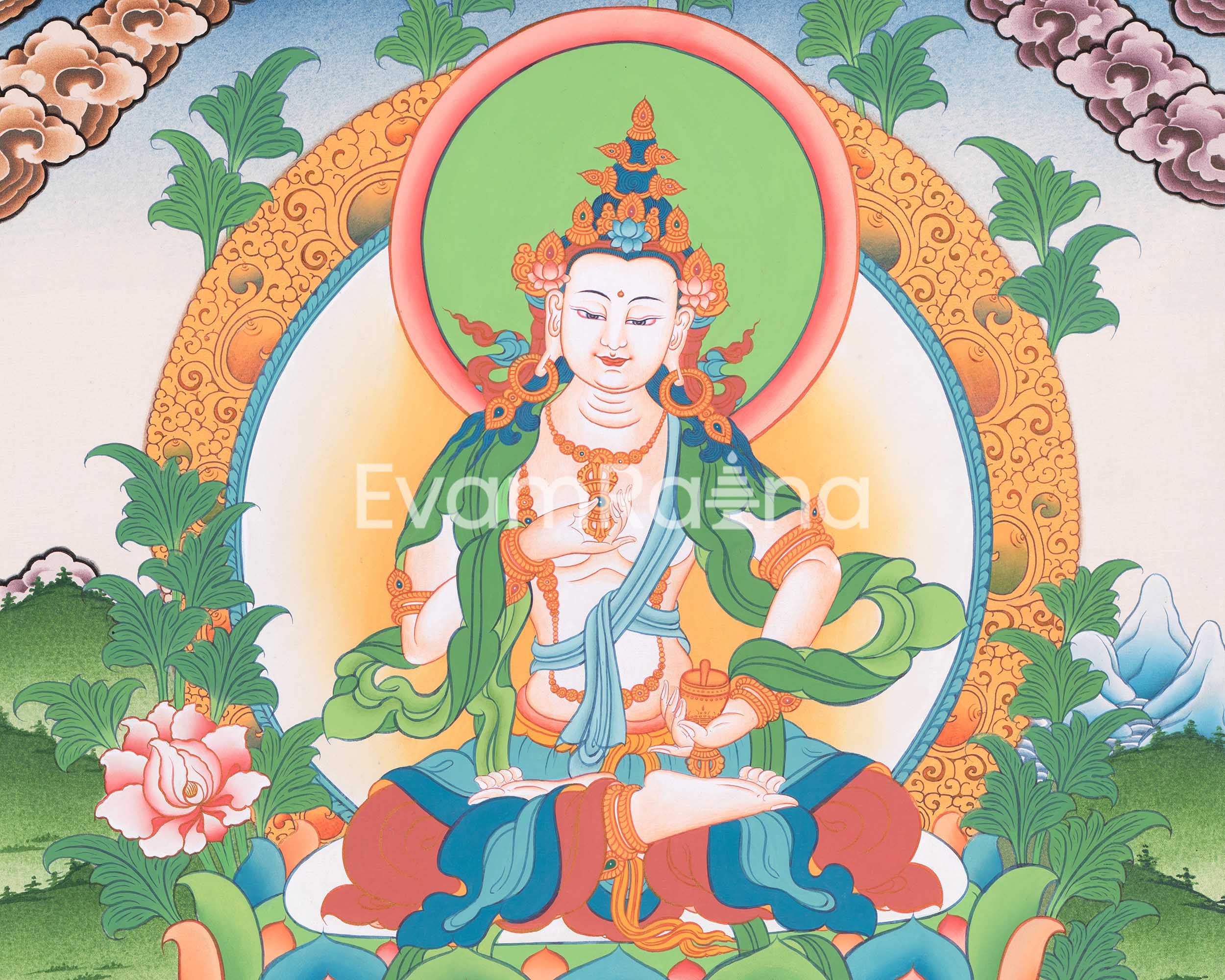 Hand Painted Dorje Sempa Thangka | Vajrasattva Artwork | Power of Spiritual Cleansing