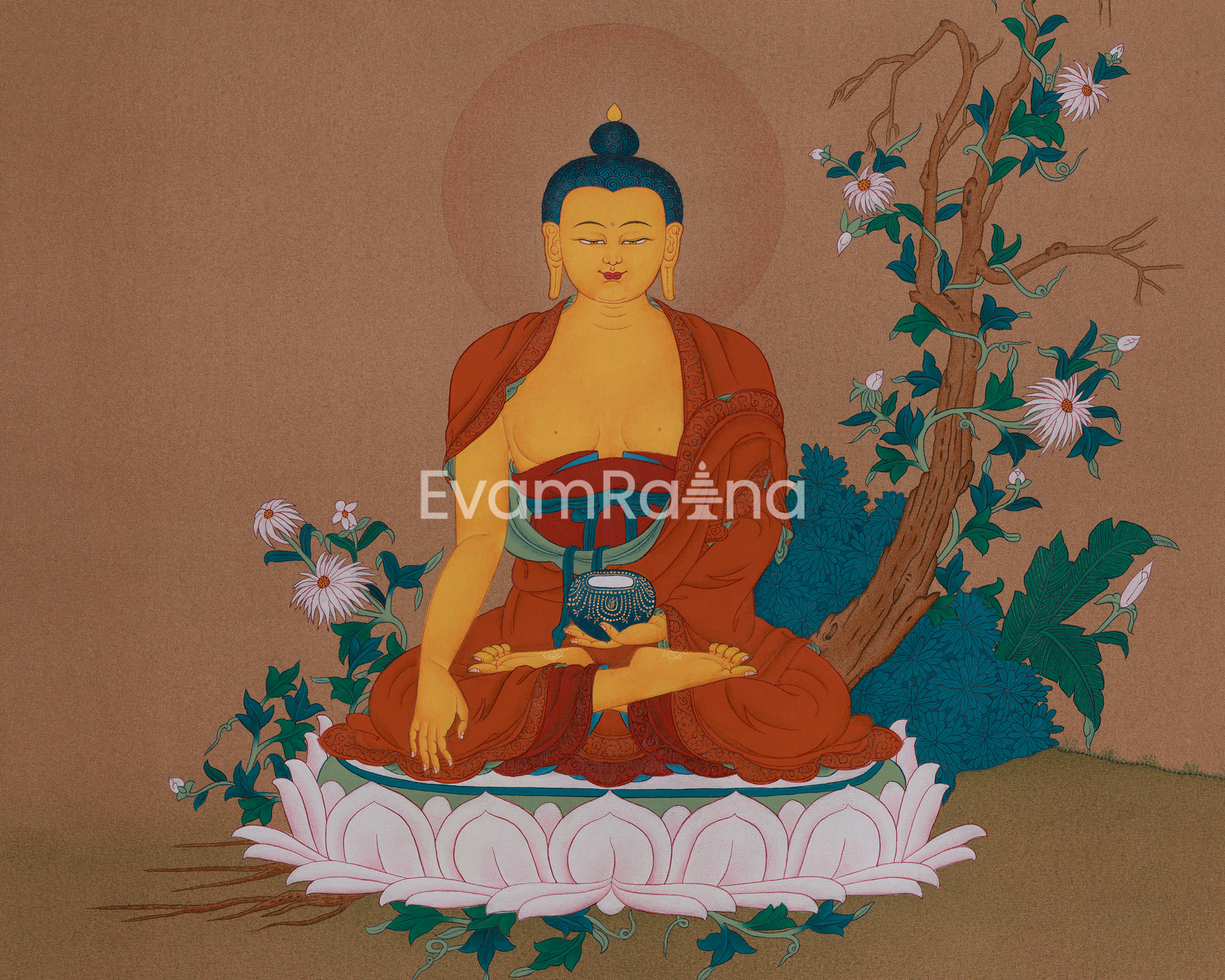 Sacred Shakyamuni Buddha Thangka | Enlightened Teacher | Sage Of Shakya Clan
