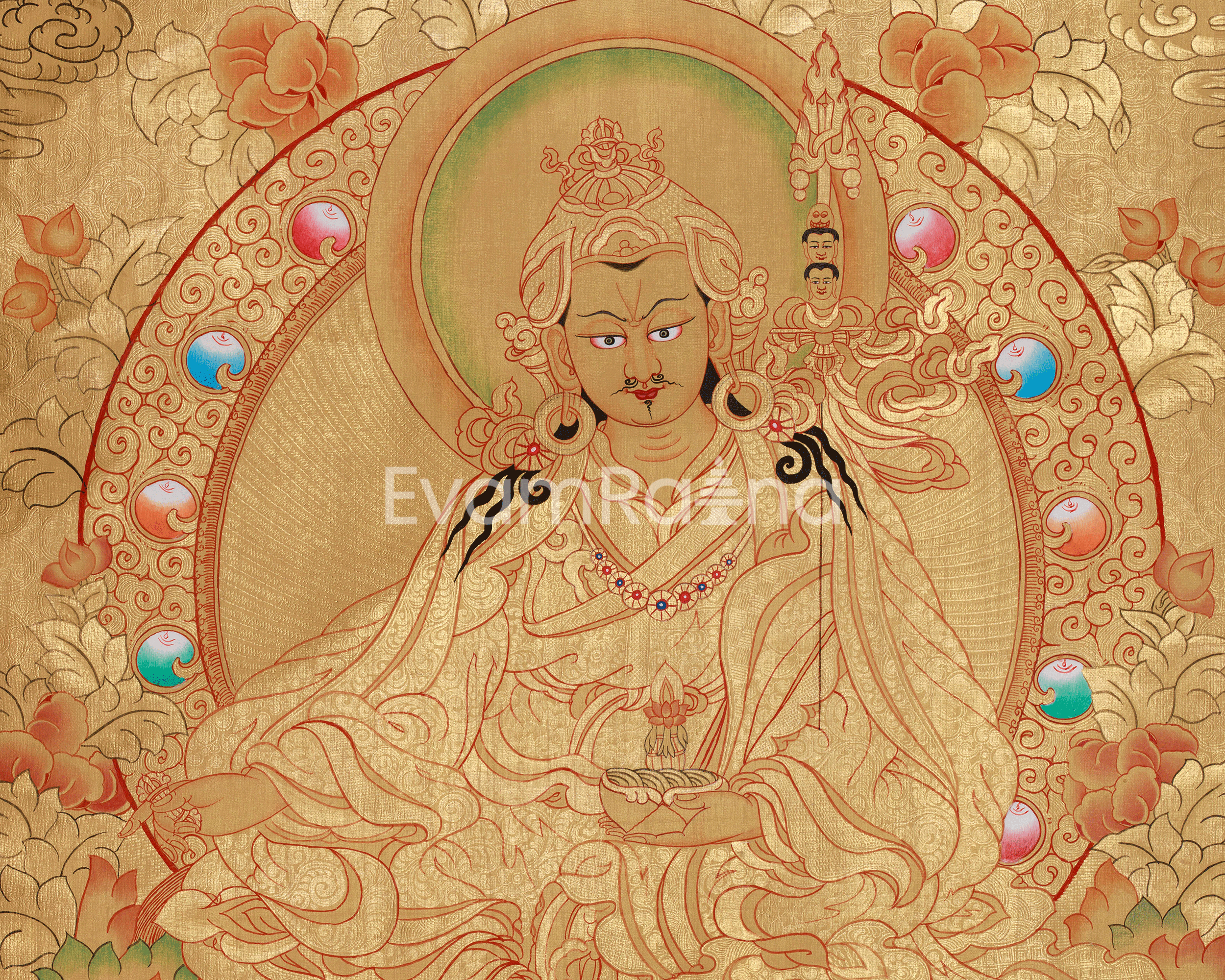 Guru Rinpoche Vajrayana Buddhist Art for Wisdom and Protection | Sacred Padmasambhava Thangka Painting