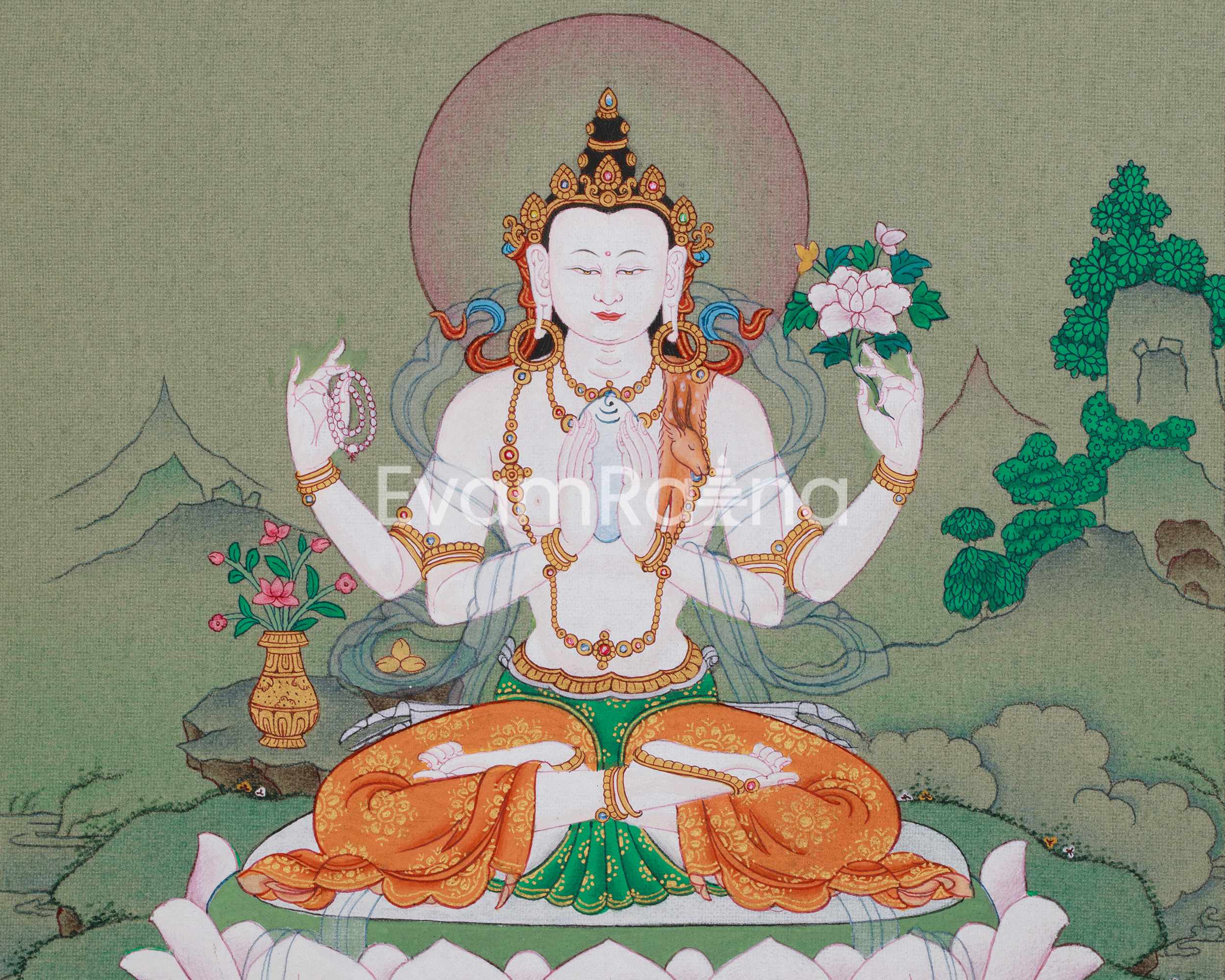 Chenrezig Blessings Thangka | A Sacred Symbol of Compassion