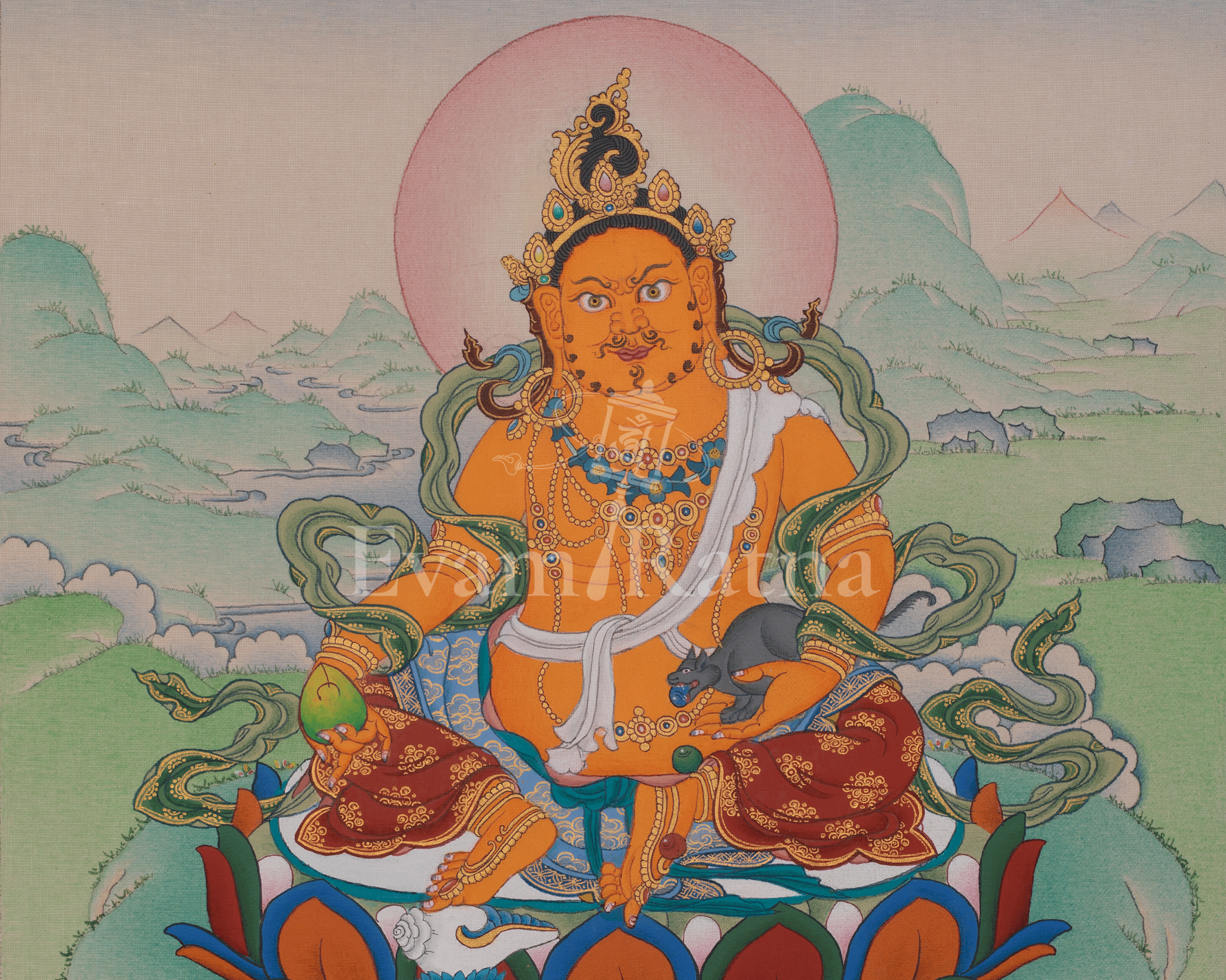 Dzambhala Prosperity Art | Wealth Deity | Traditional Thangka