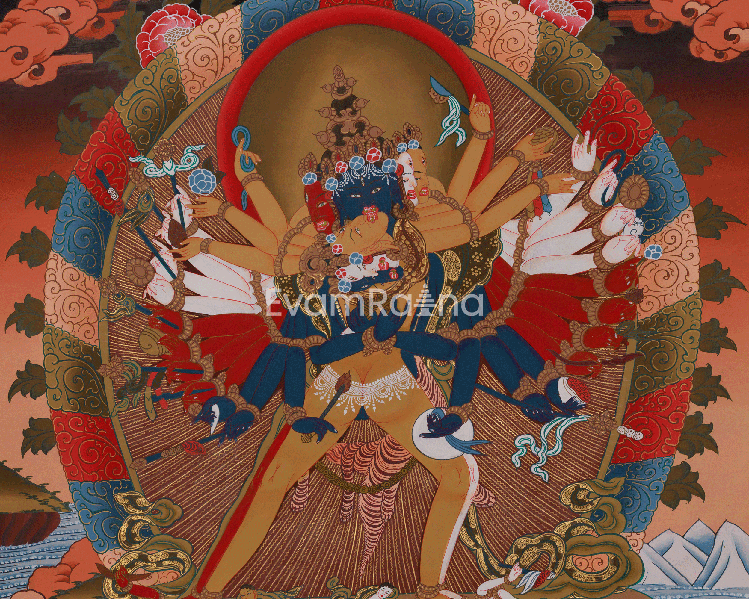 Divine Thangka Of Chakrasamvara | Journey into Spiritual Enlightenment | Meditation Altar