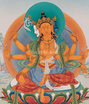 Goddess Marichi Thangka Print | Eight Armed Protector Deity | Canvas print
